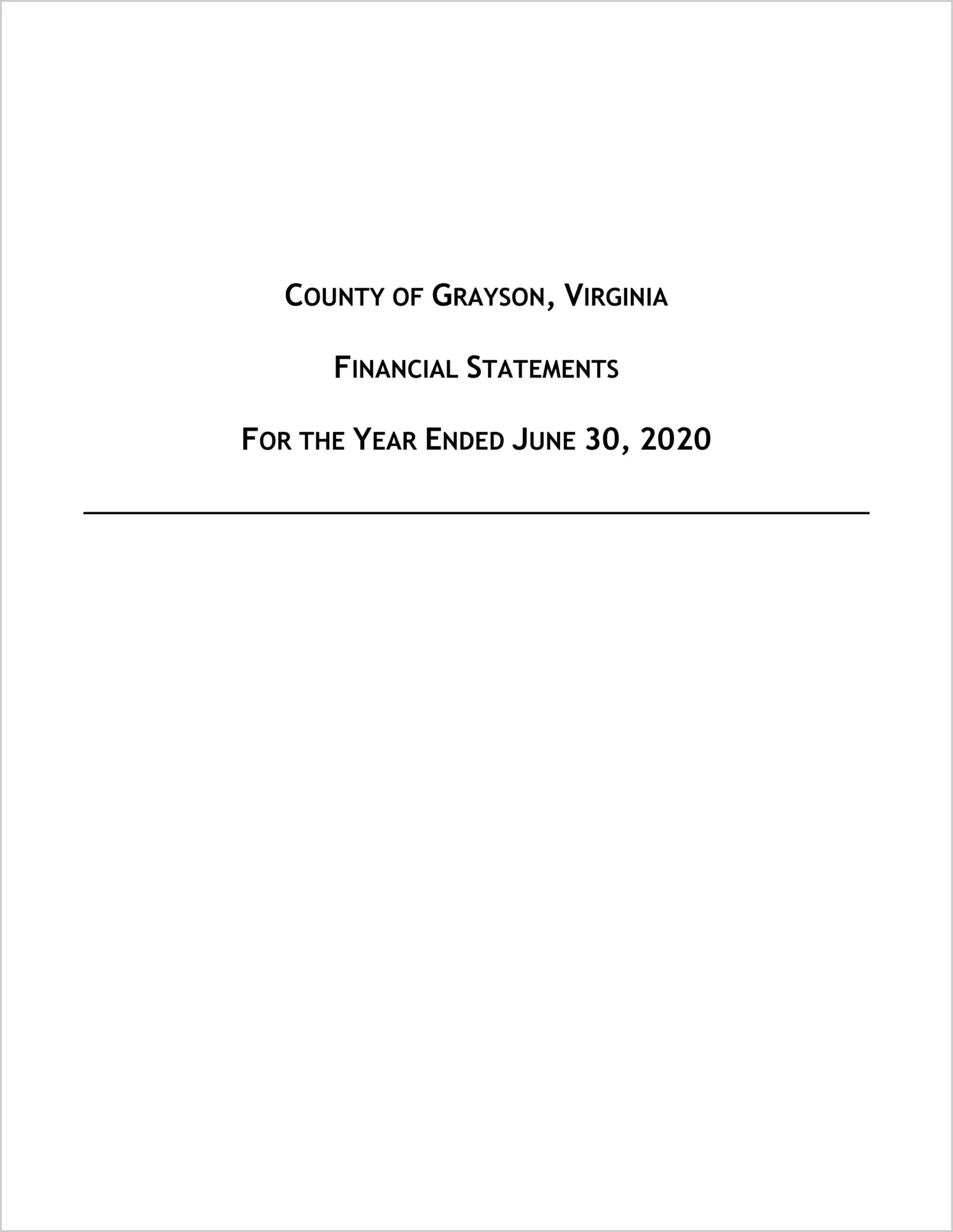 2020 Annual Financial Report for County of Grayson