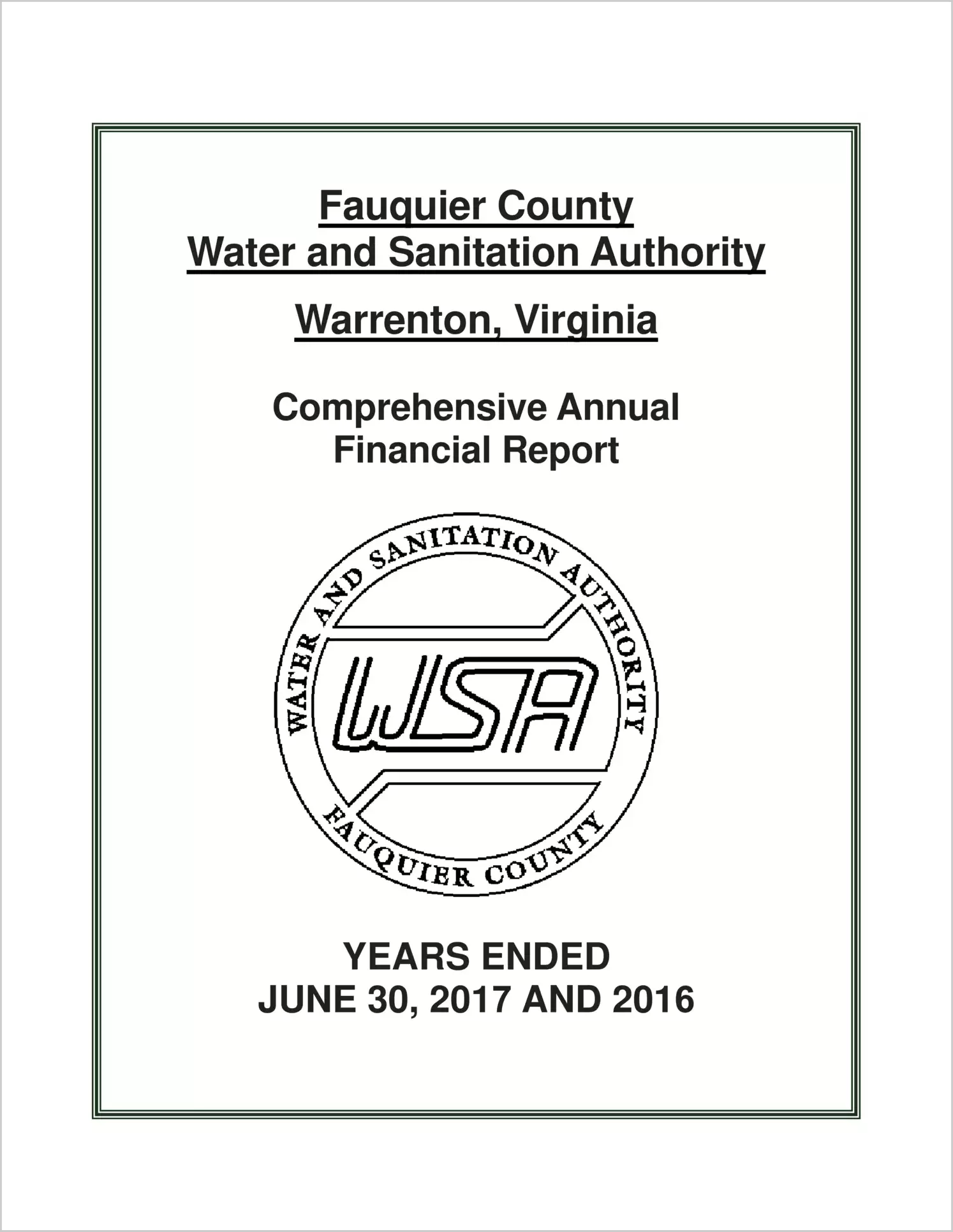 2017 ABC/Other Annual Financial Report  for Fauquier Water and Sanitation Authority