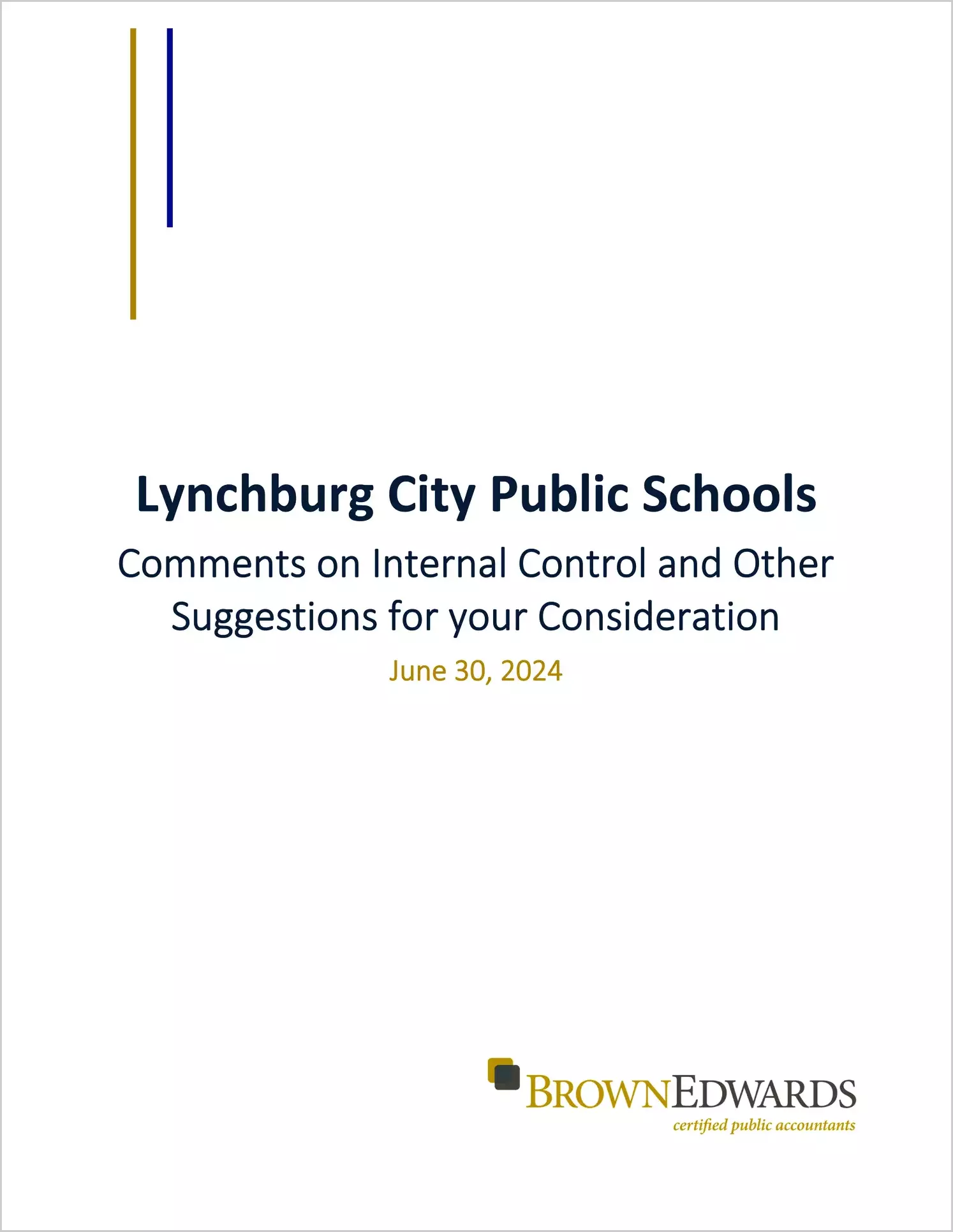 preview of 2024 Public Schools Management Letter for City of Lynchburg