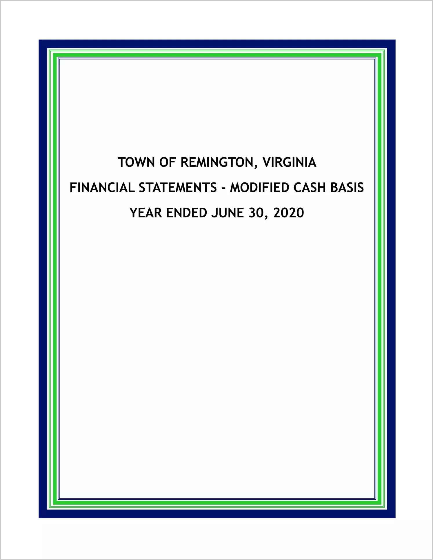 2020 Annual Financial Report for Town of Remington