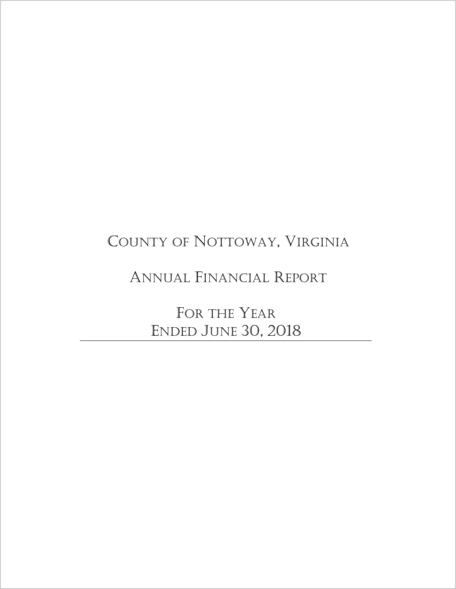 2018 Annual Financial Report for County of Nottoway