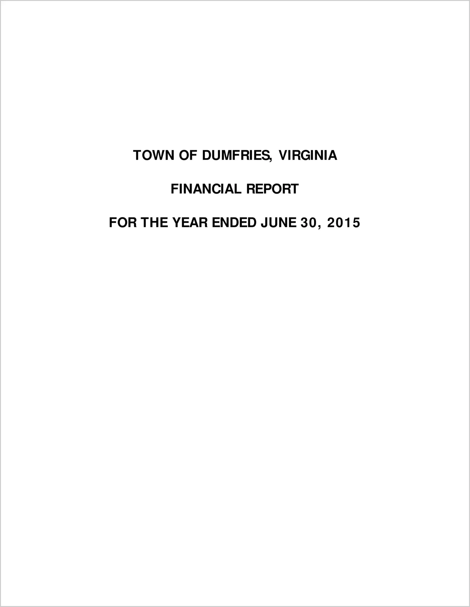 2015 Annual Financial Report for Town of Dumfries