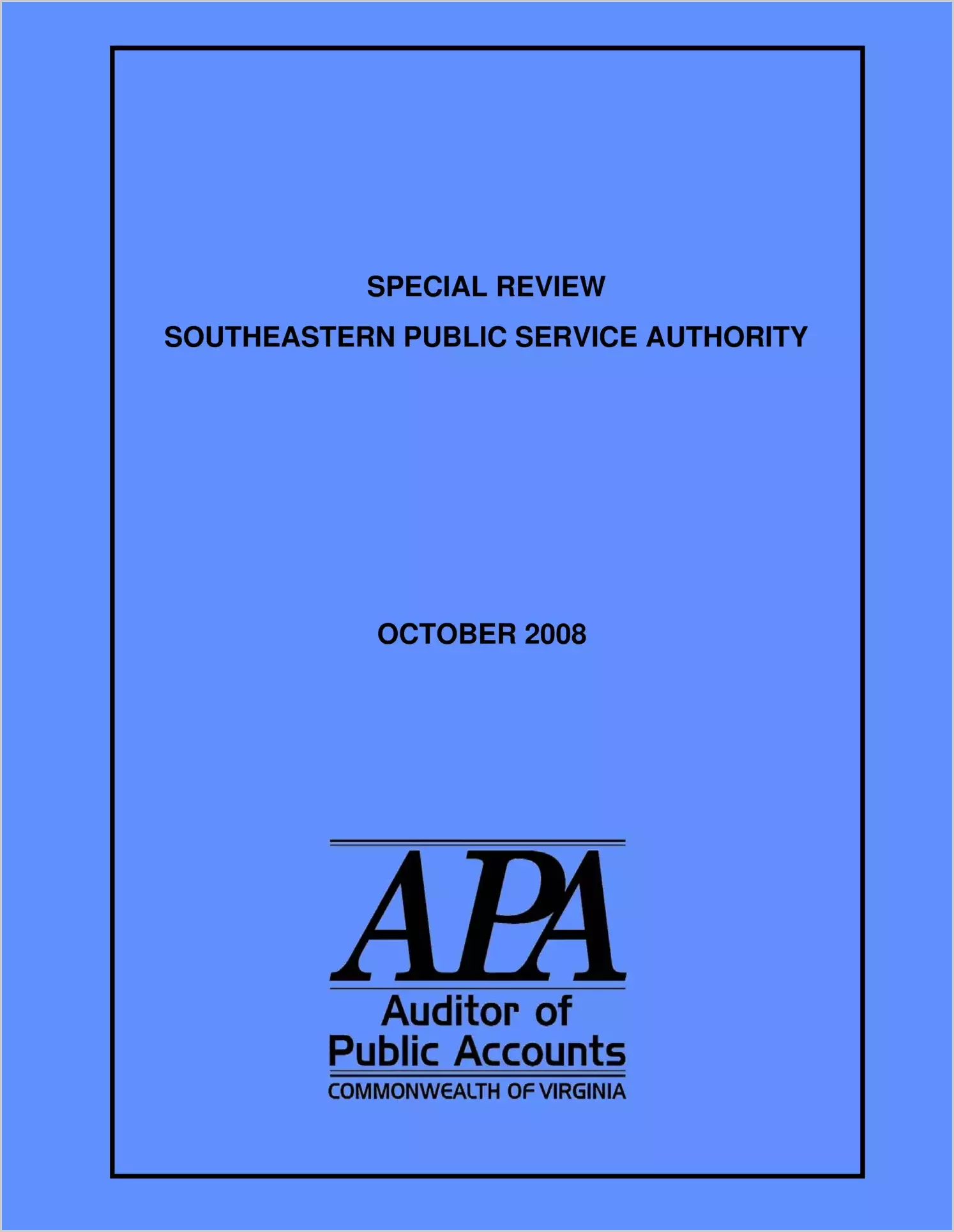 Southeastern Public Service Authority October 2008