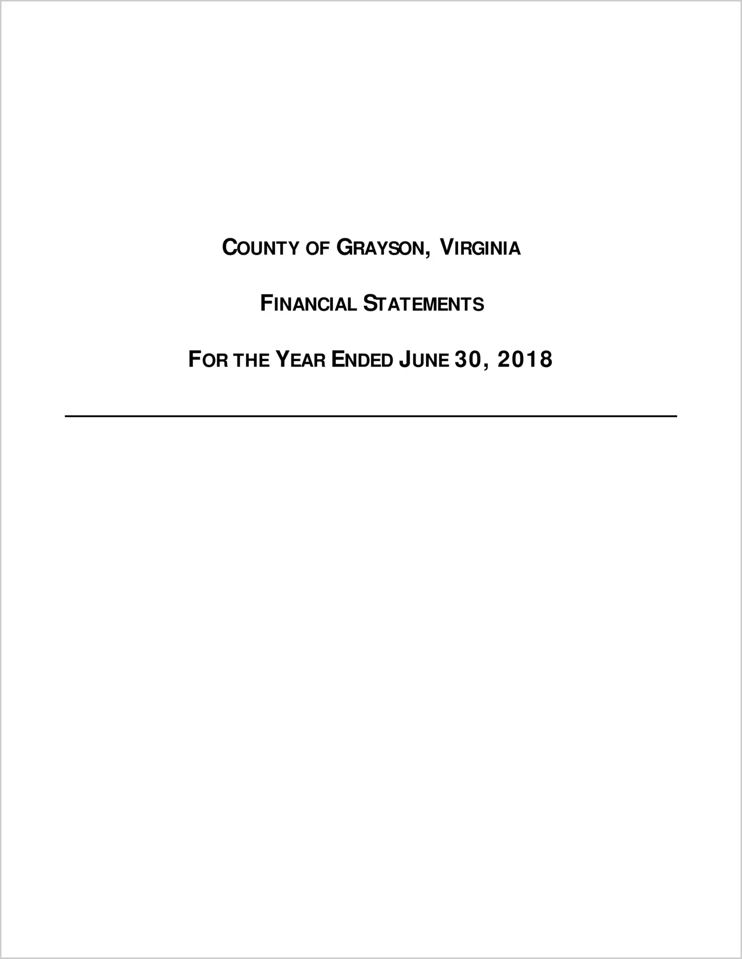 2018 Annual Financial Report for County of Grayson