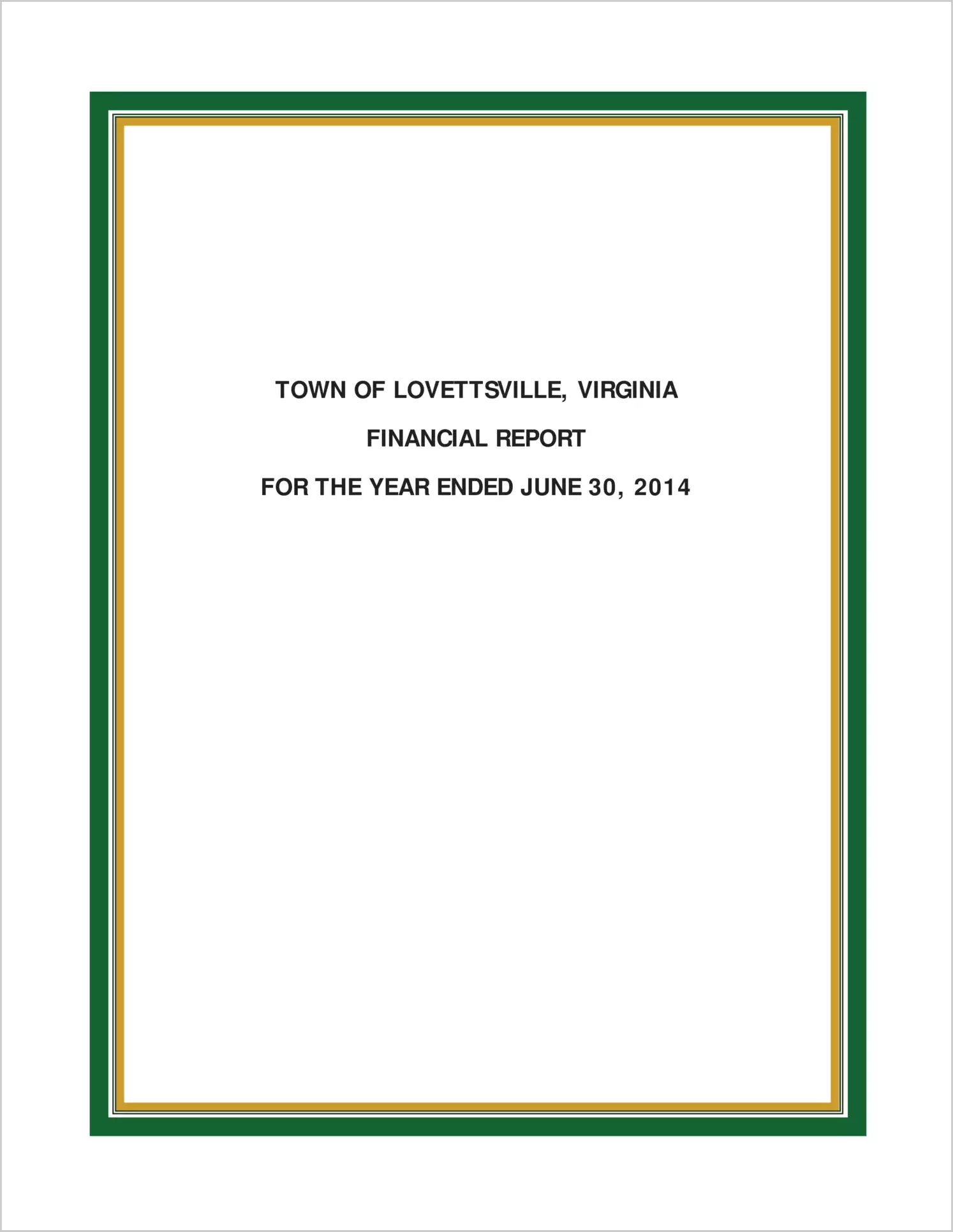 2014 Annual Financial Report for Town of Lovettsville