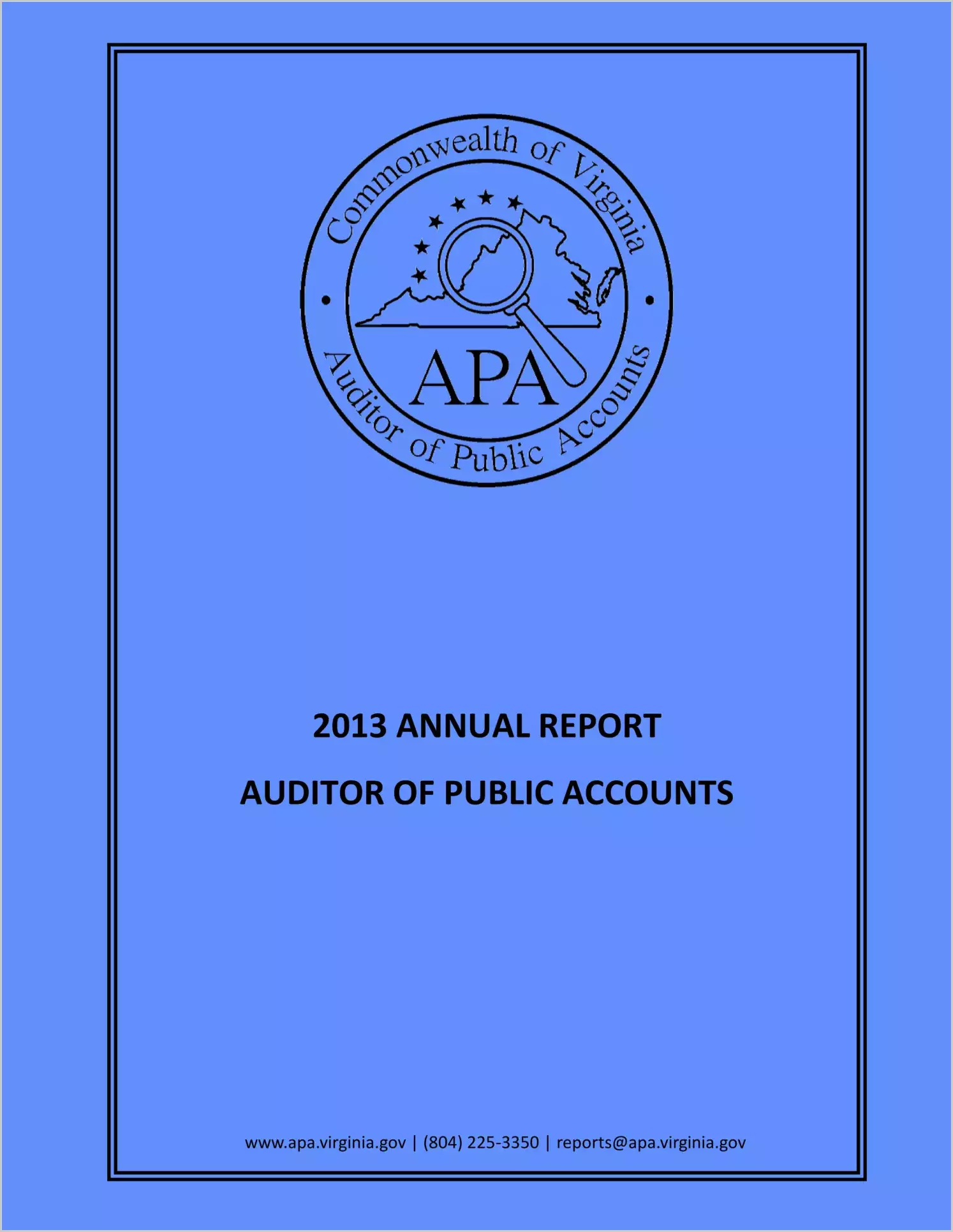 2013 Annual Report Auditor of Public Accounts