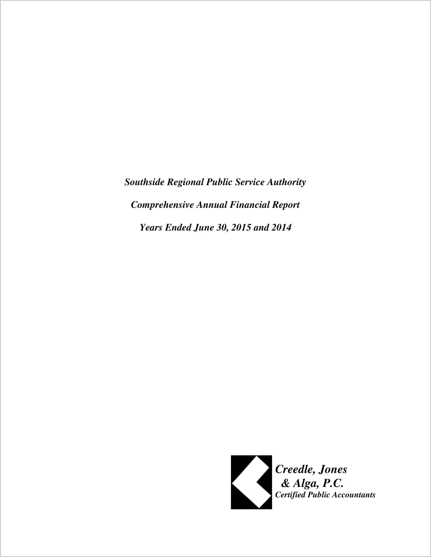2015 ABC/Other Annual Financial Report  for Southside Regional Public Service Authority