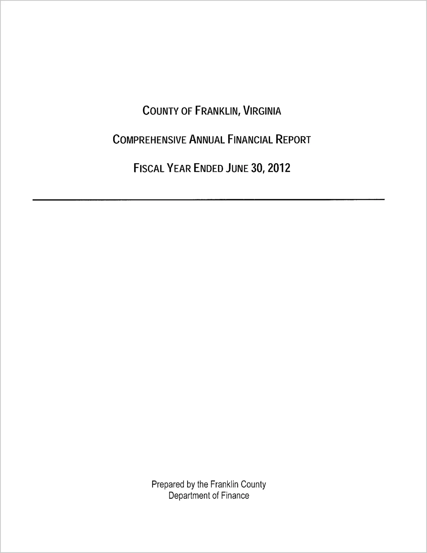 2012 Annual Financial Report for County of Franklin