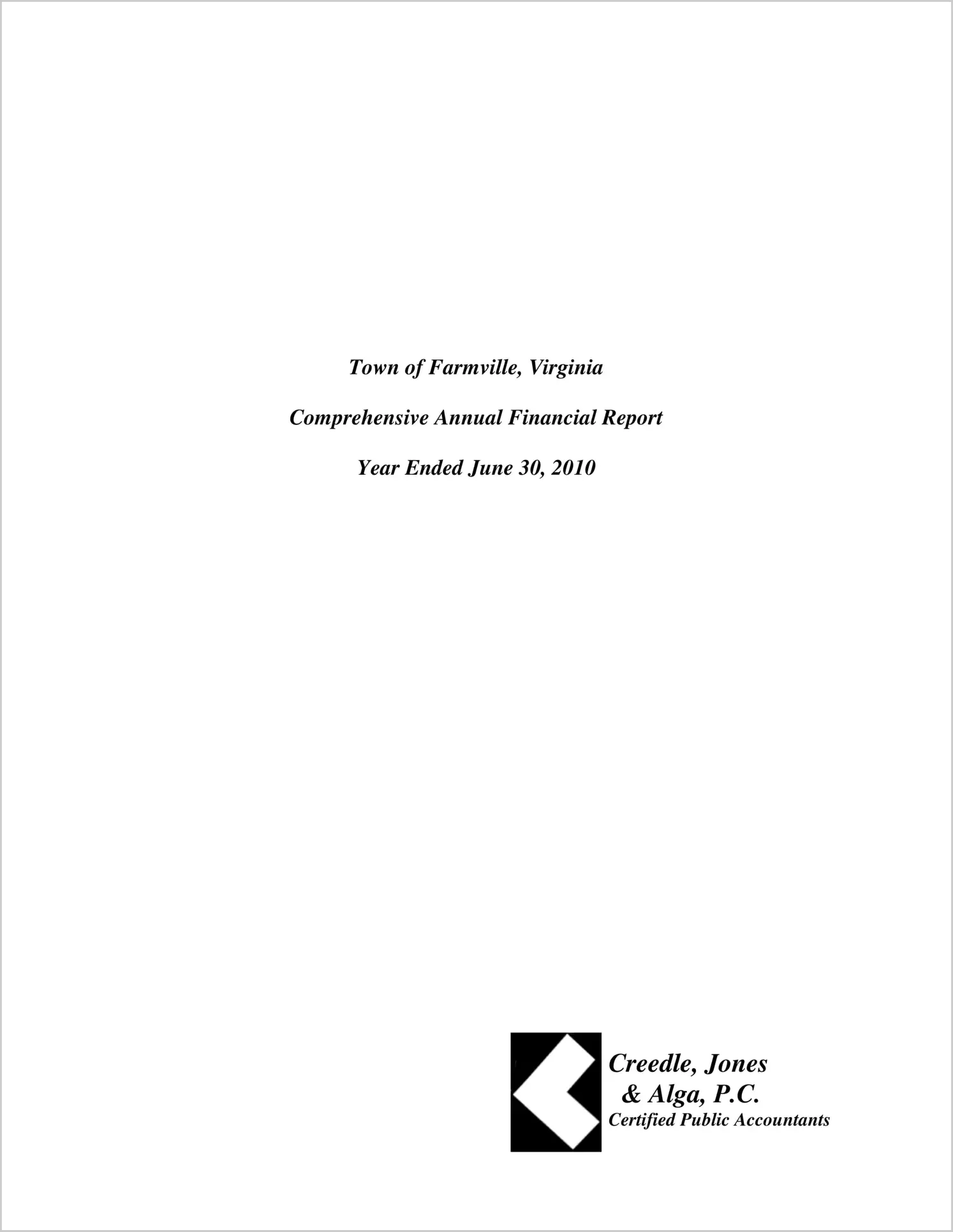2010 Annual Financial Report for Town of Farmville