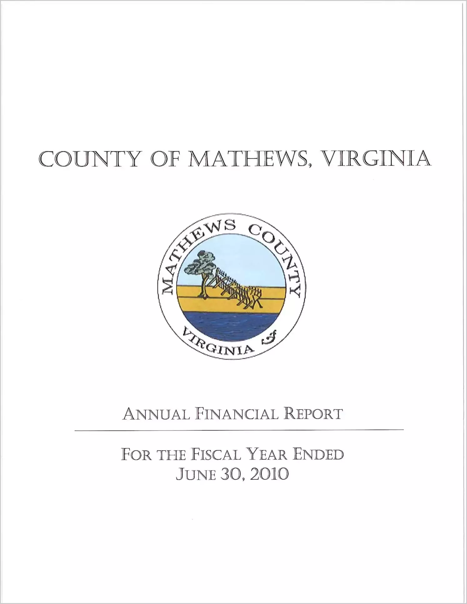 2010 Annual Financial Report for County of Mathews