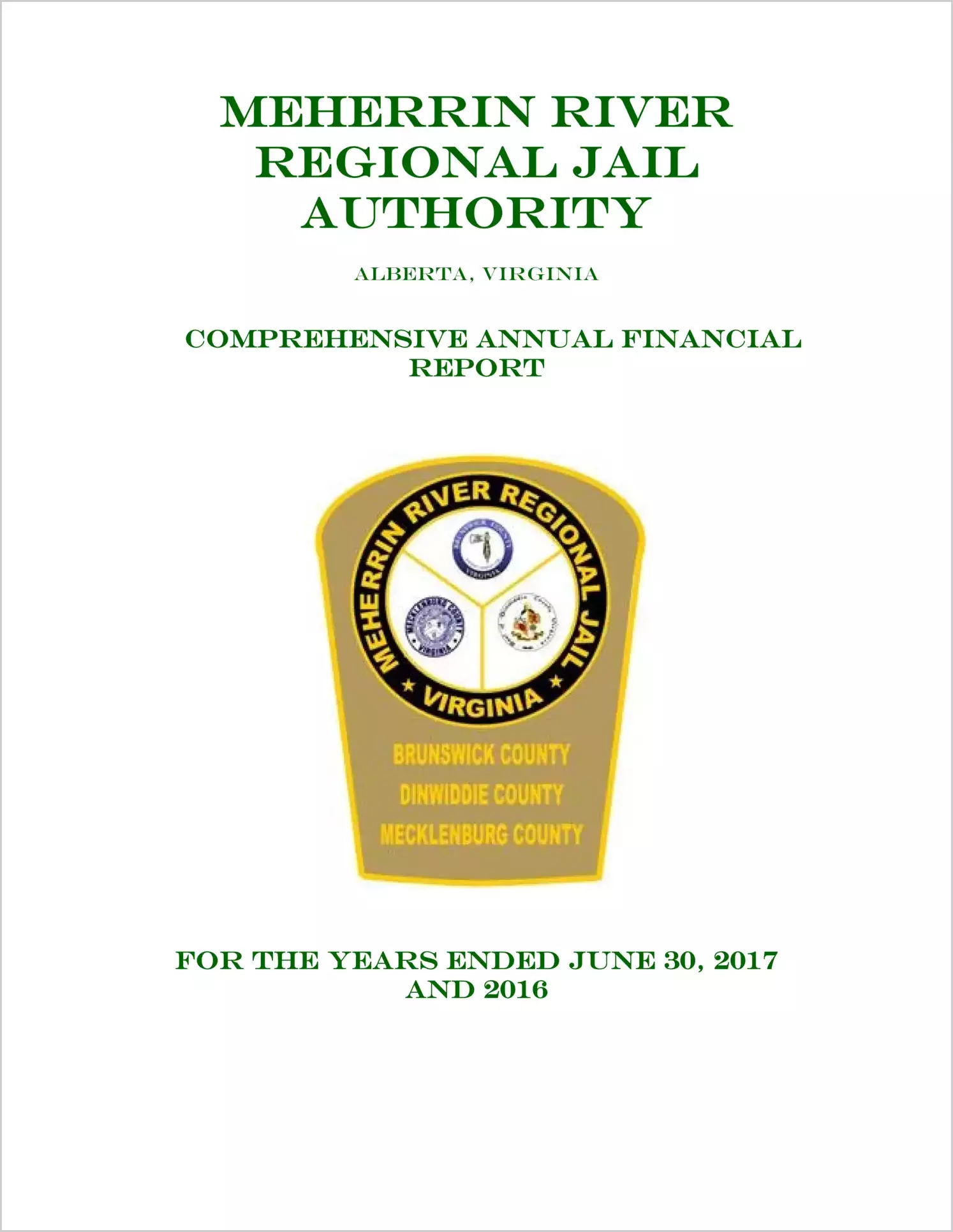 2017 ABC/Other Annual Financial Report  for Meherrin River Regional Jail Authority
