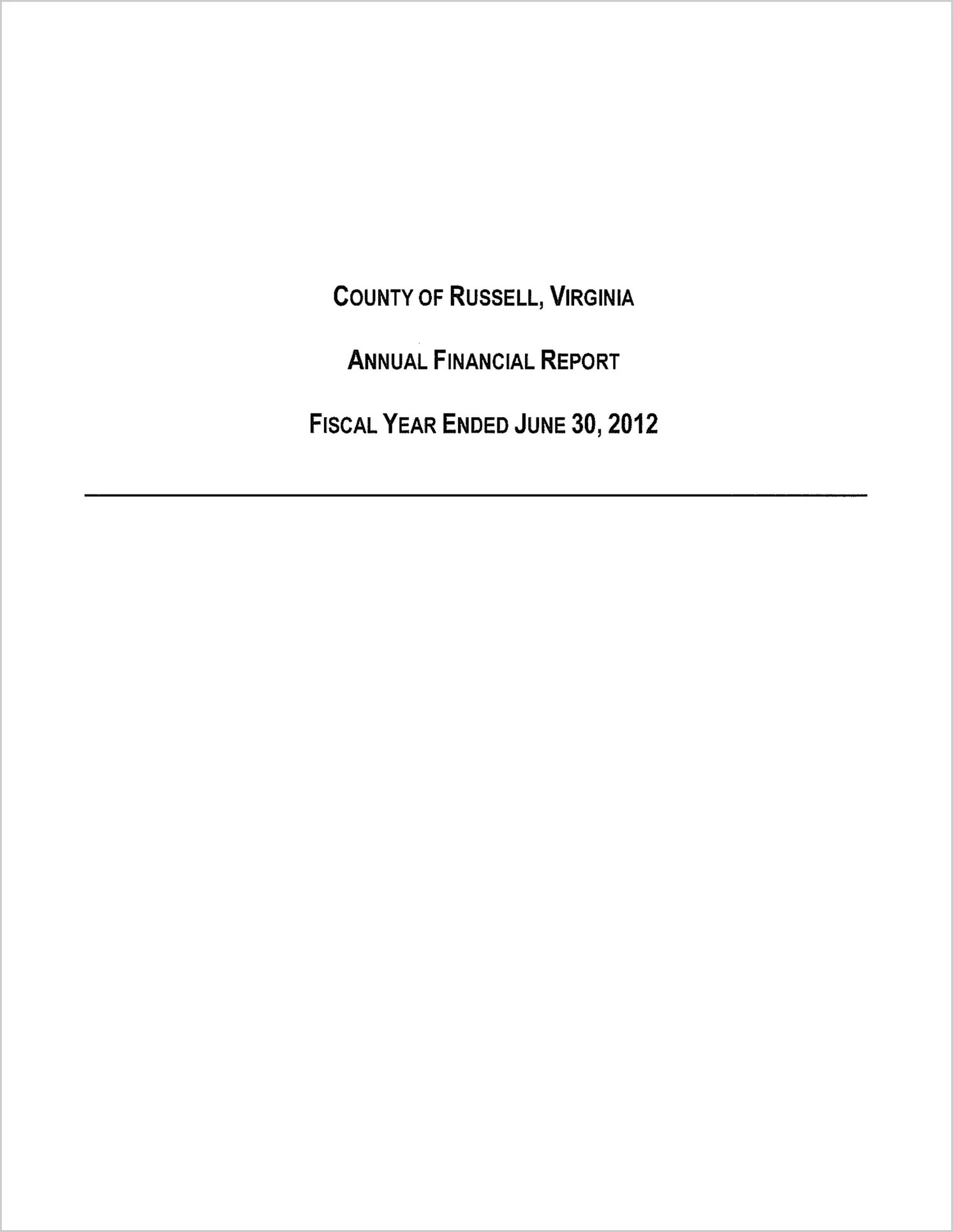 2012 Annual Financial Report for County of Russell
