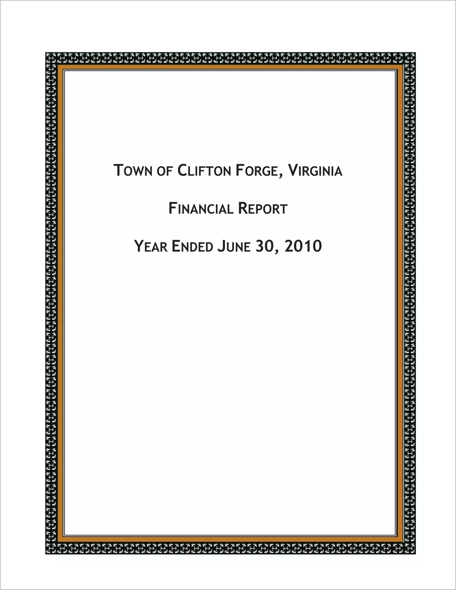 2010 Annual Financial Report for Town of Clifton Forge