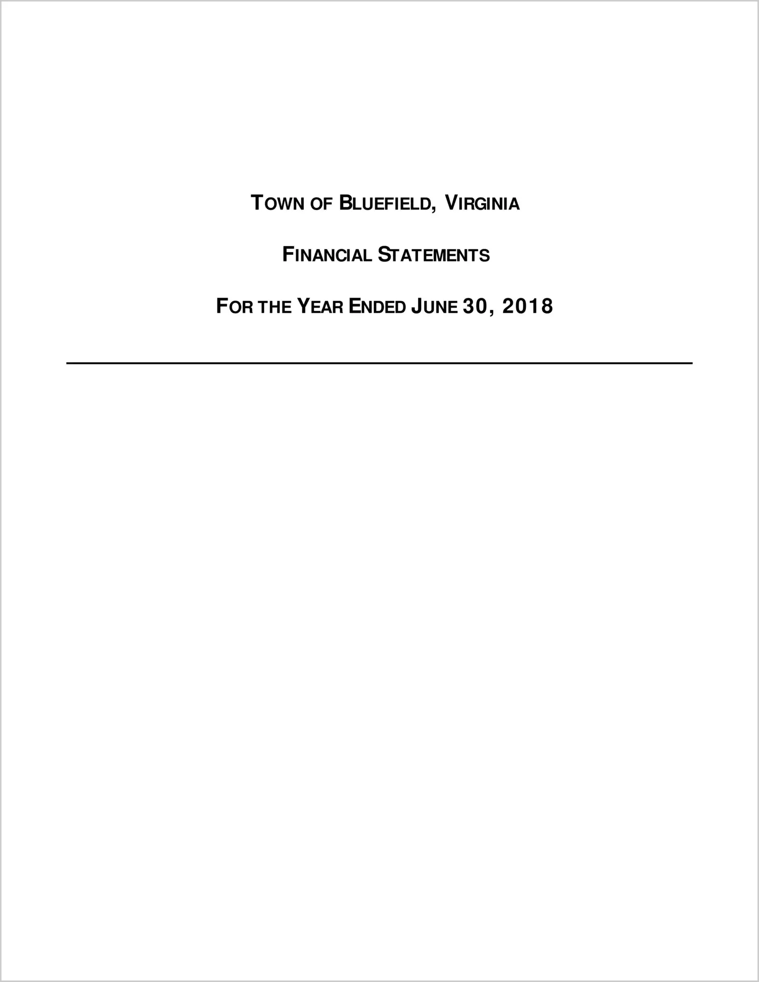 2018 Annual Financial Report for Town of Bluefield
