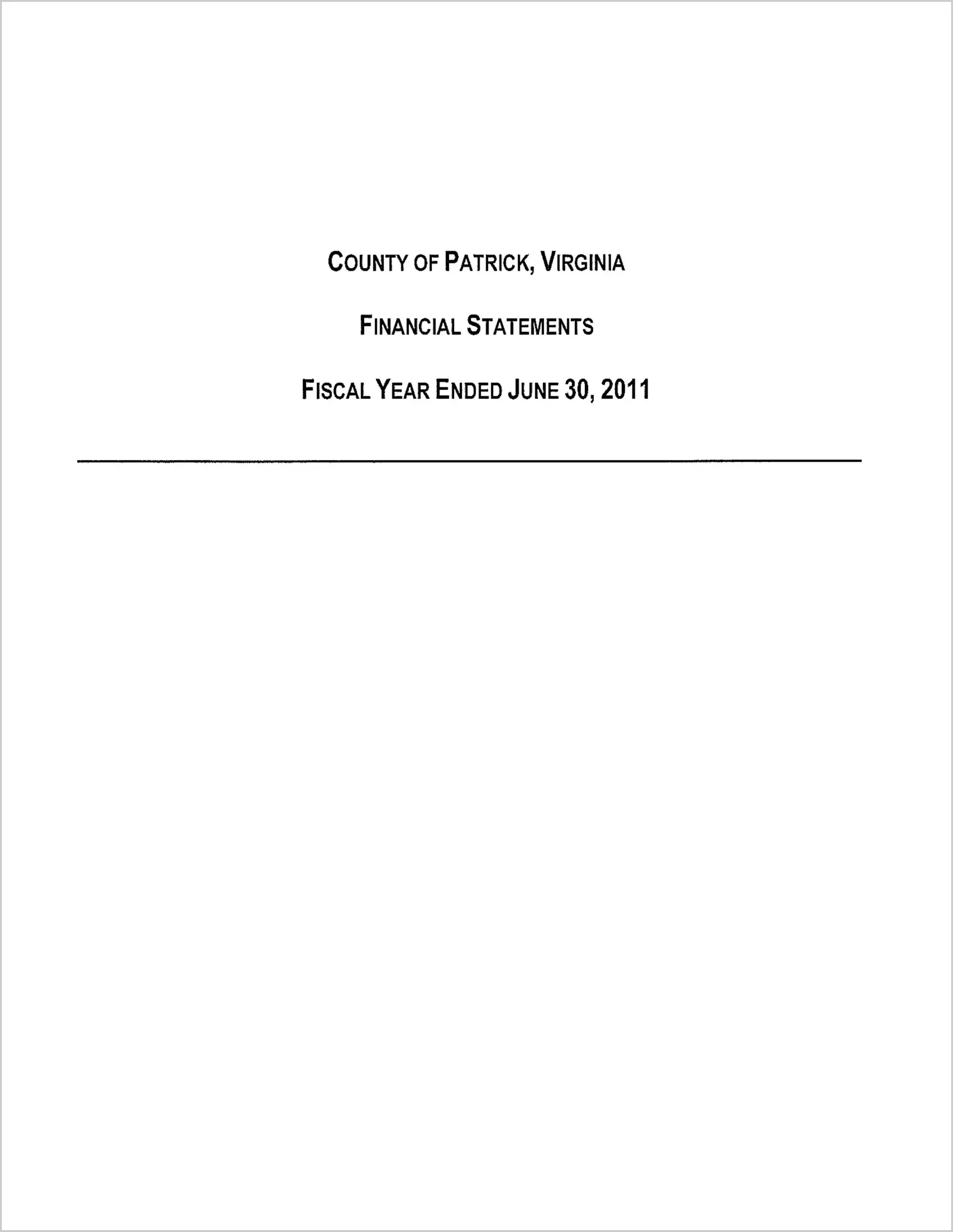 preview of 2011 Annual Financial Report for County of Patrick