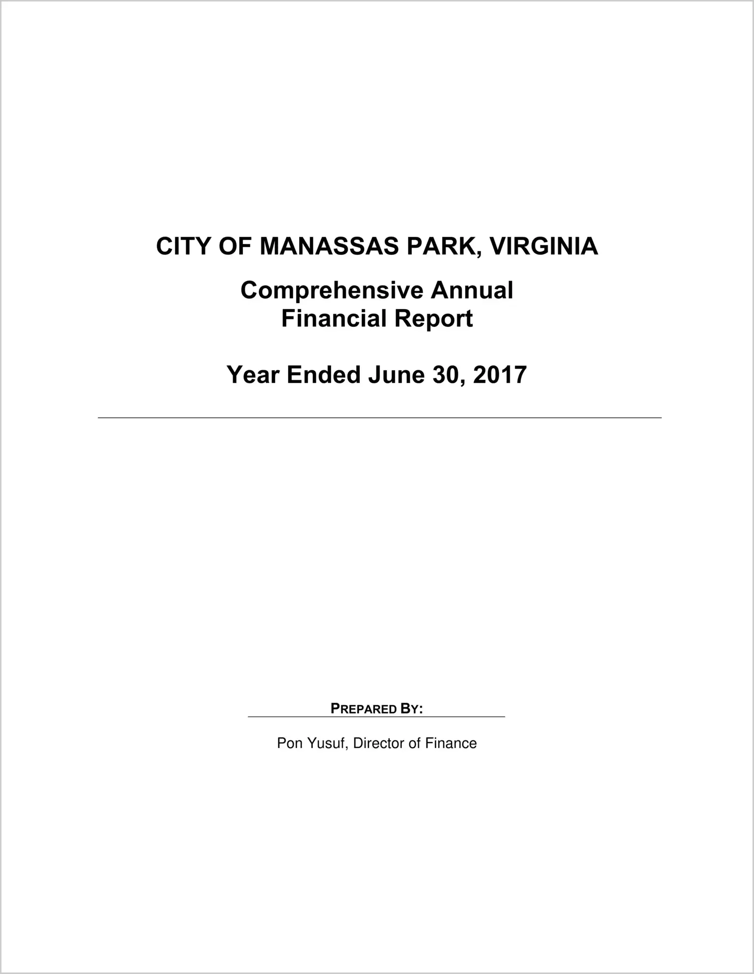 2017 Annual Financial Report for City of Manassas Park