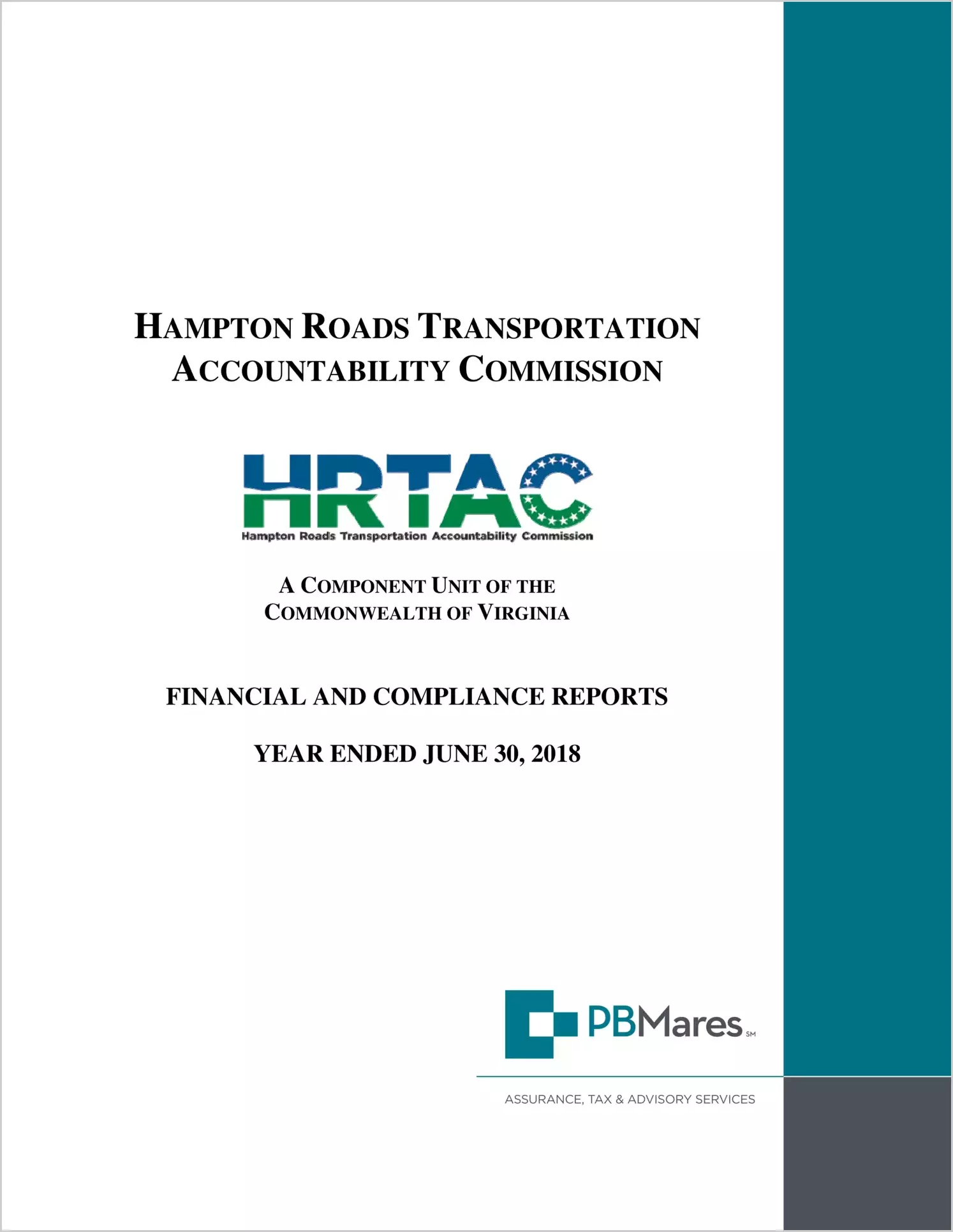 Hampton Roads Transportation Accountability Commission for the fiscal year ended June 30, 2018
