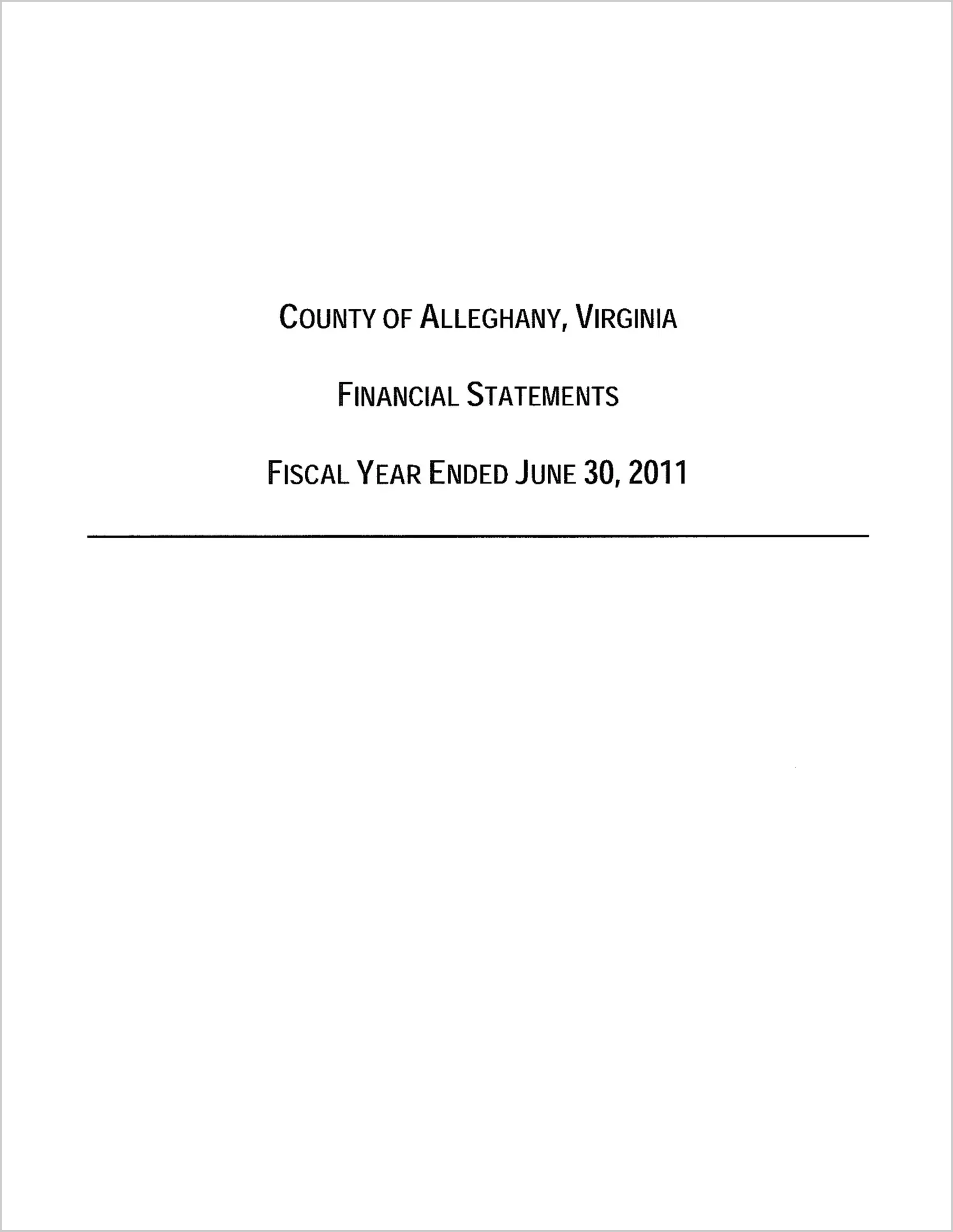 2011 Annual Financial Report for County of Alleghany