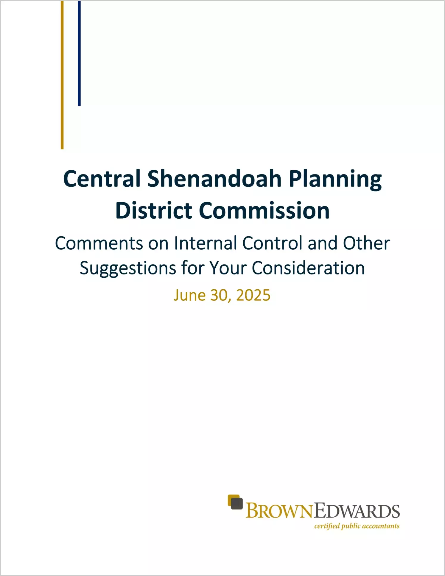 preview of 2025 ABC/Other Management Letter for Central Shenandoah Planning District Commission
