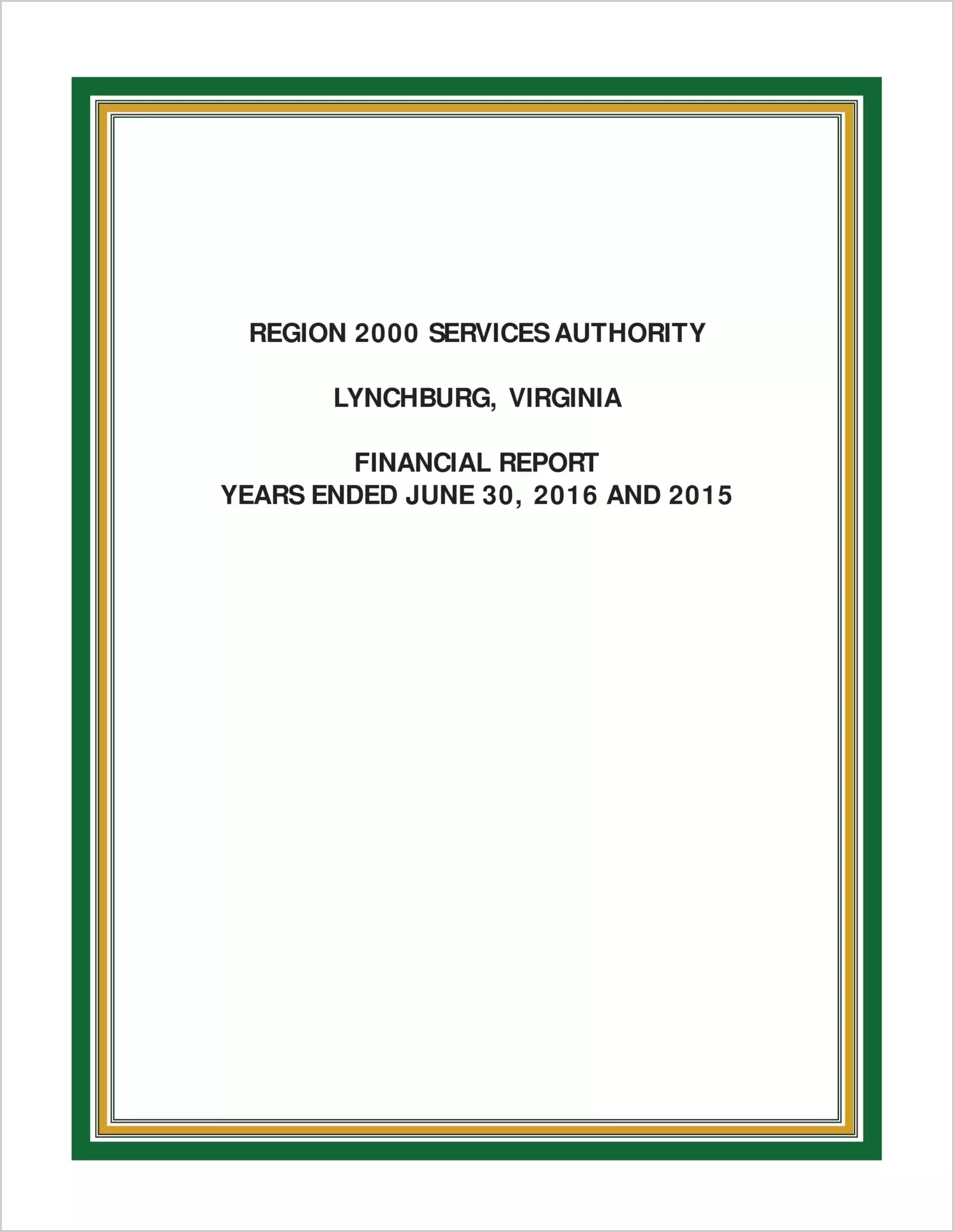 2016 ABC/Other Annual Financial Report  for Region 2000 Services Authority