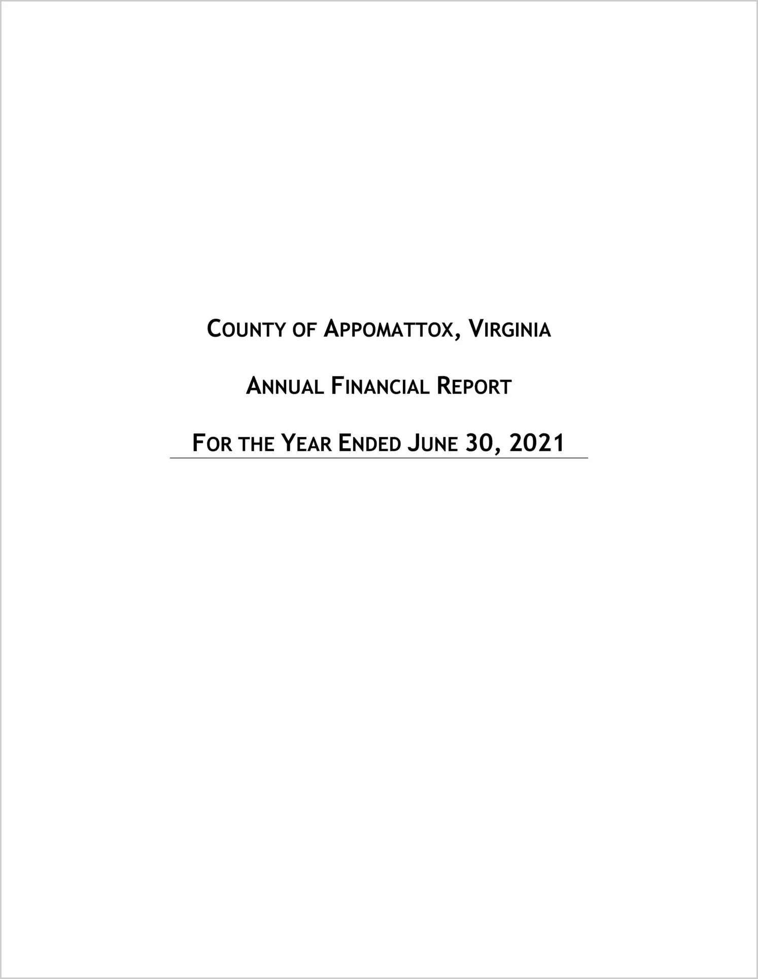 2021 Annual Financial Report for County of Appomattox