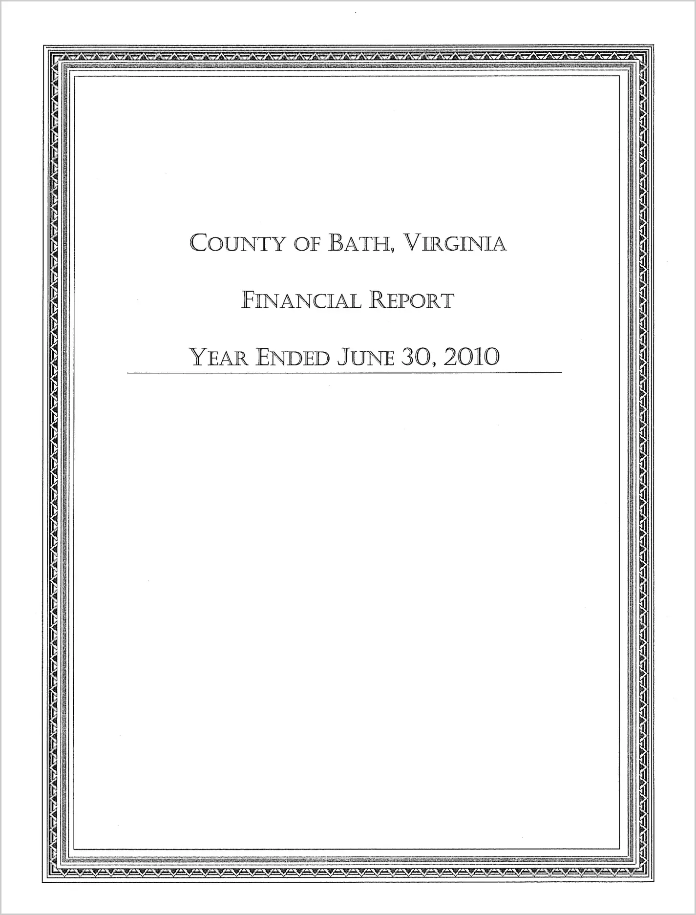 2010 Annual Financial Report for County of Bath
