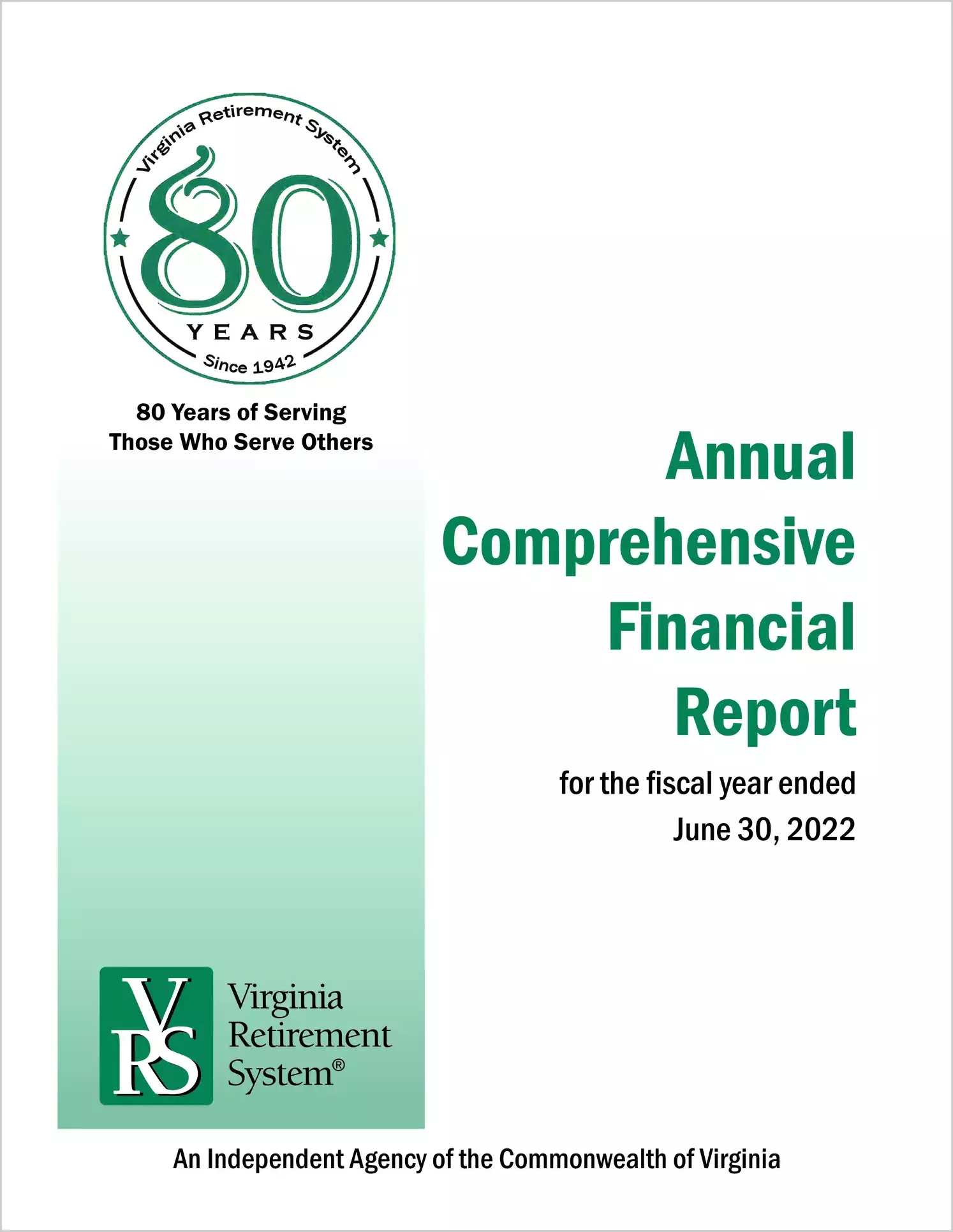 Virginia Retirement System Financial Statements for the year ended June 30, 2022