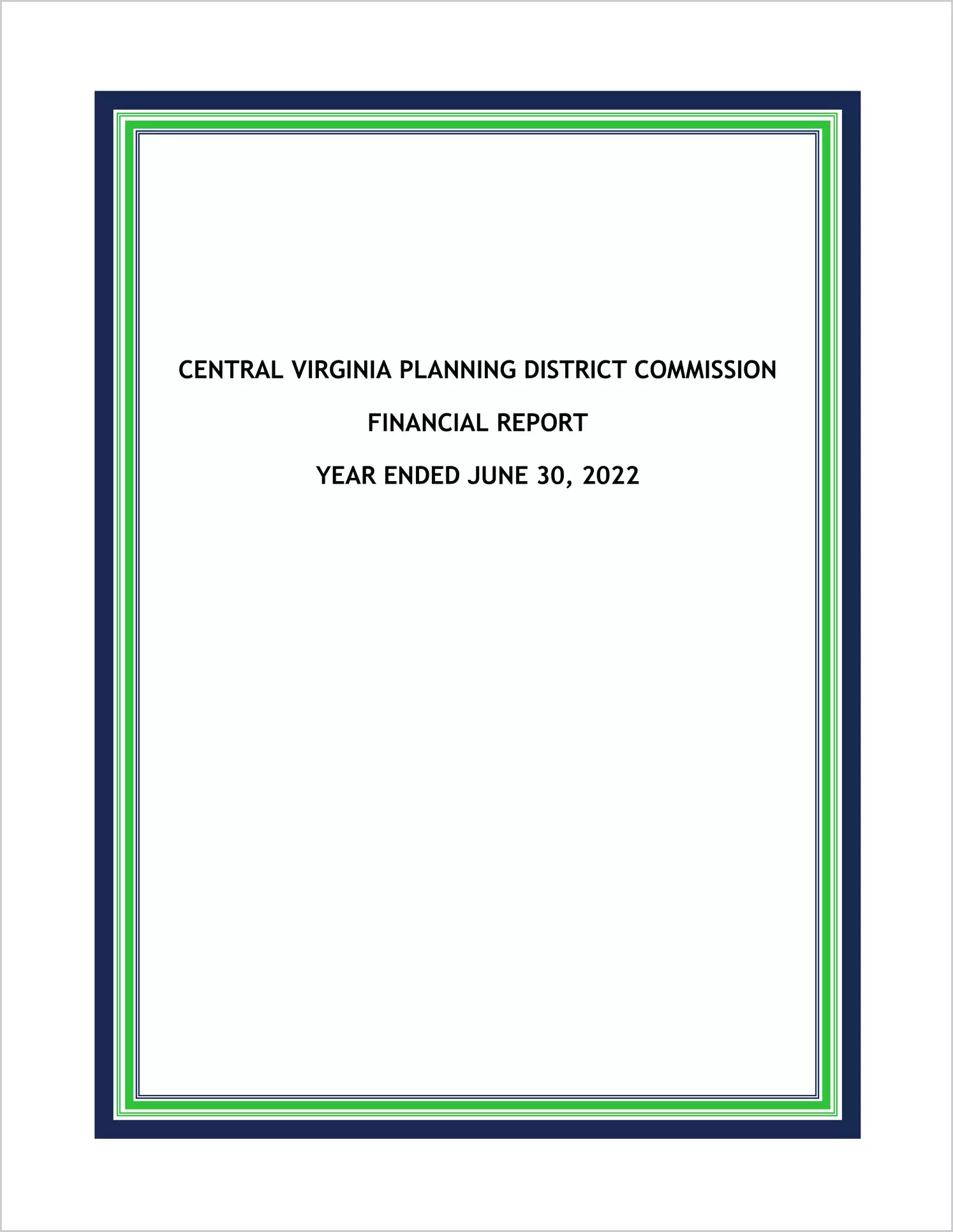 2022 ABC/Other Annual Financial Report  for Central Virginia Planning District Commission