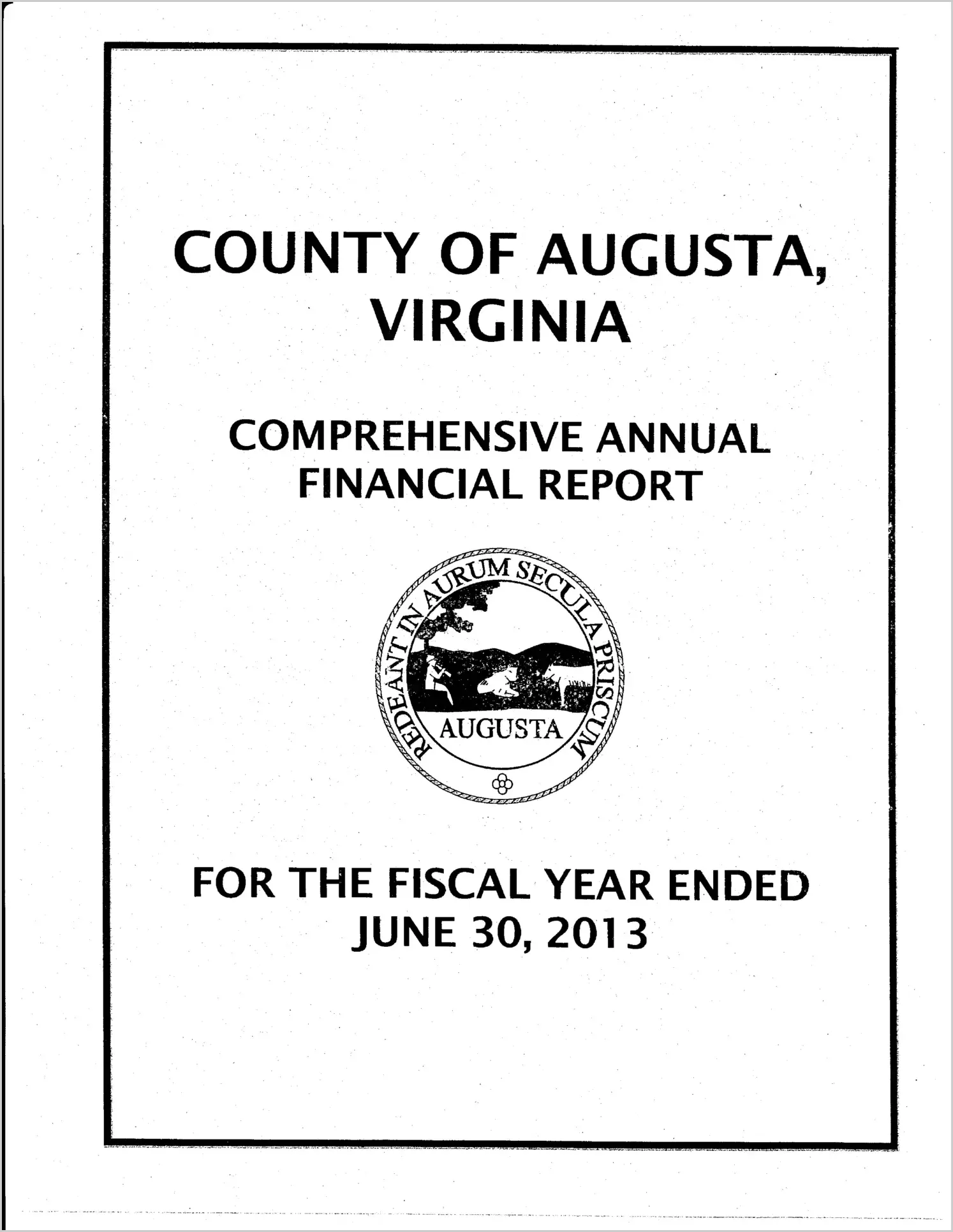 2013 Annual Financial Report for County of Augusta