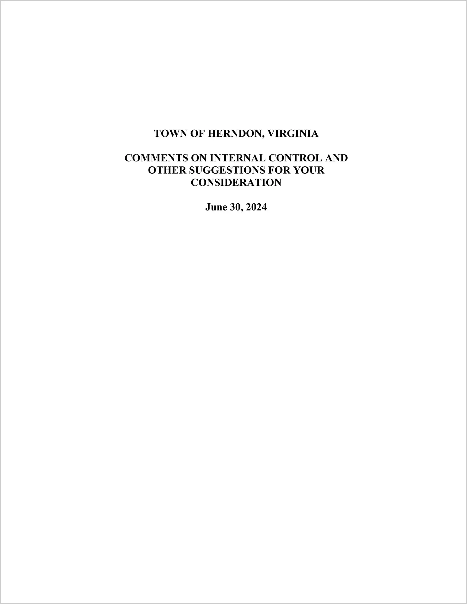 preview of 2024 Management Letter for Town of Herndon