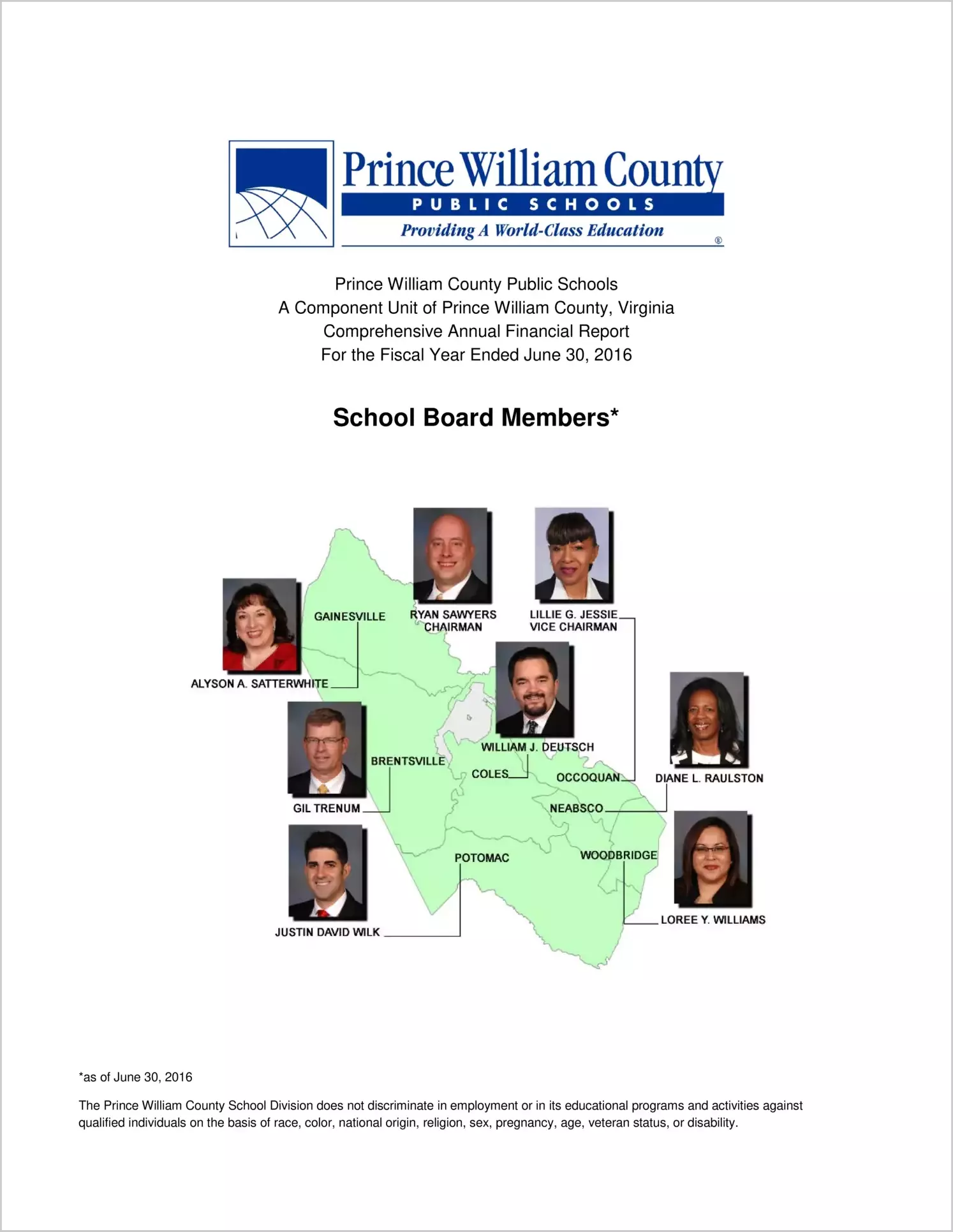 2016 Public Schools Annual Financial Report for County of Prince William