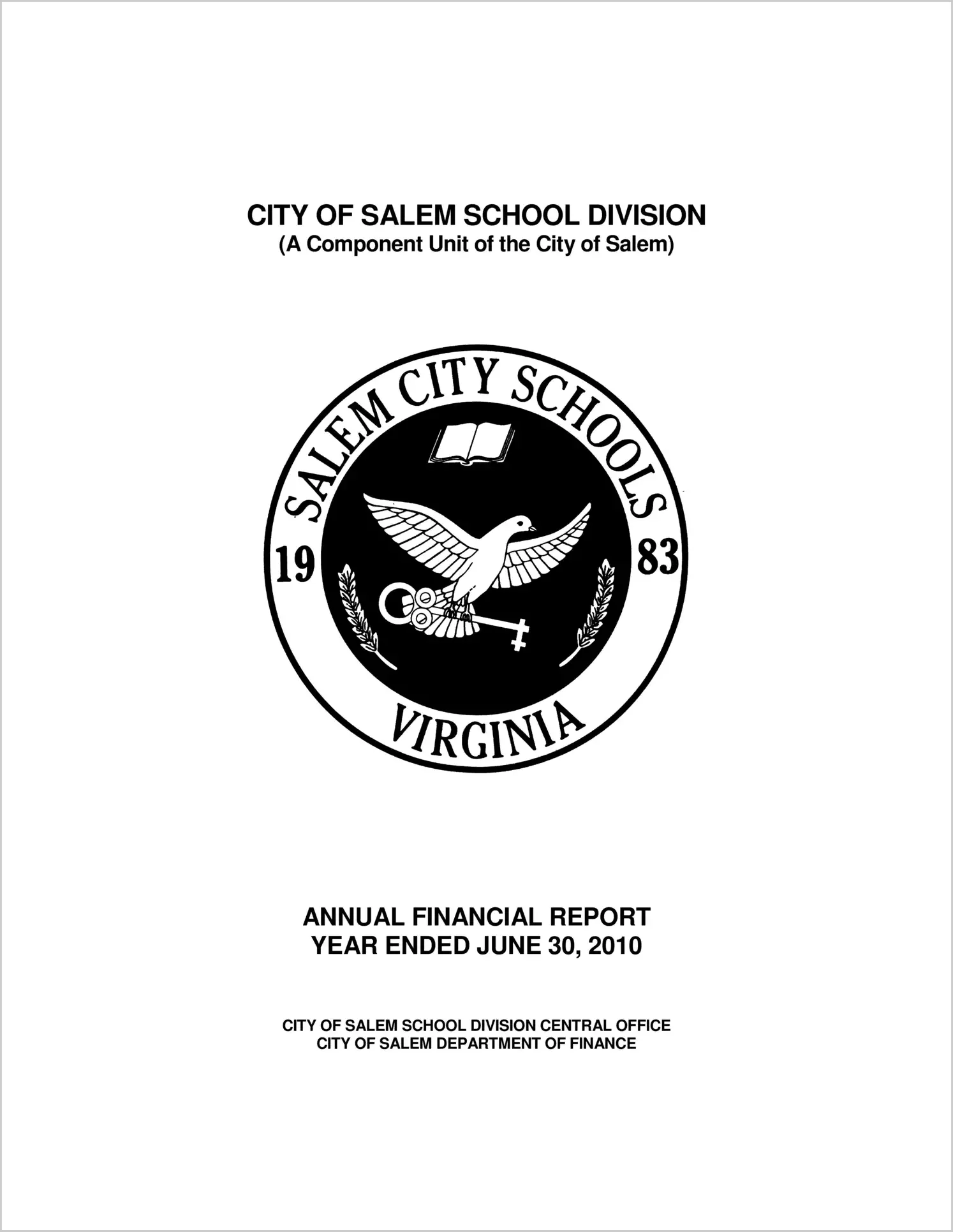 2010 Public Schools Annual Financial Report for City of Salem