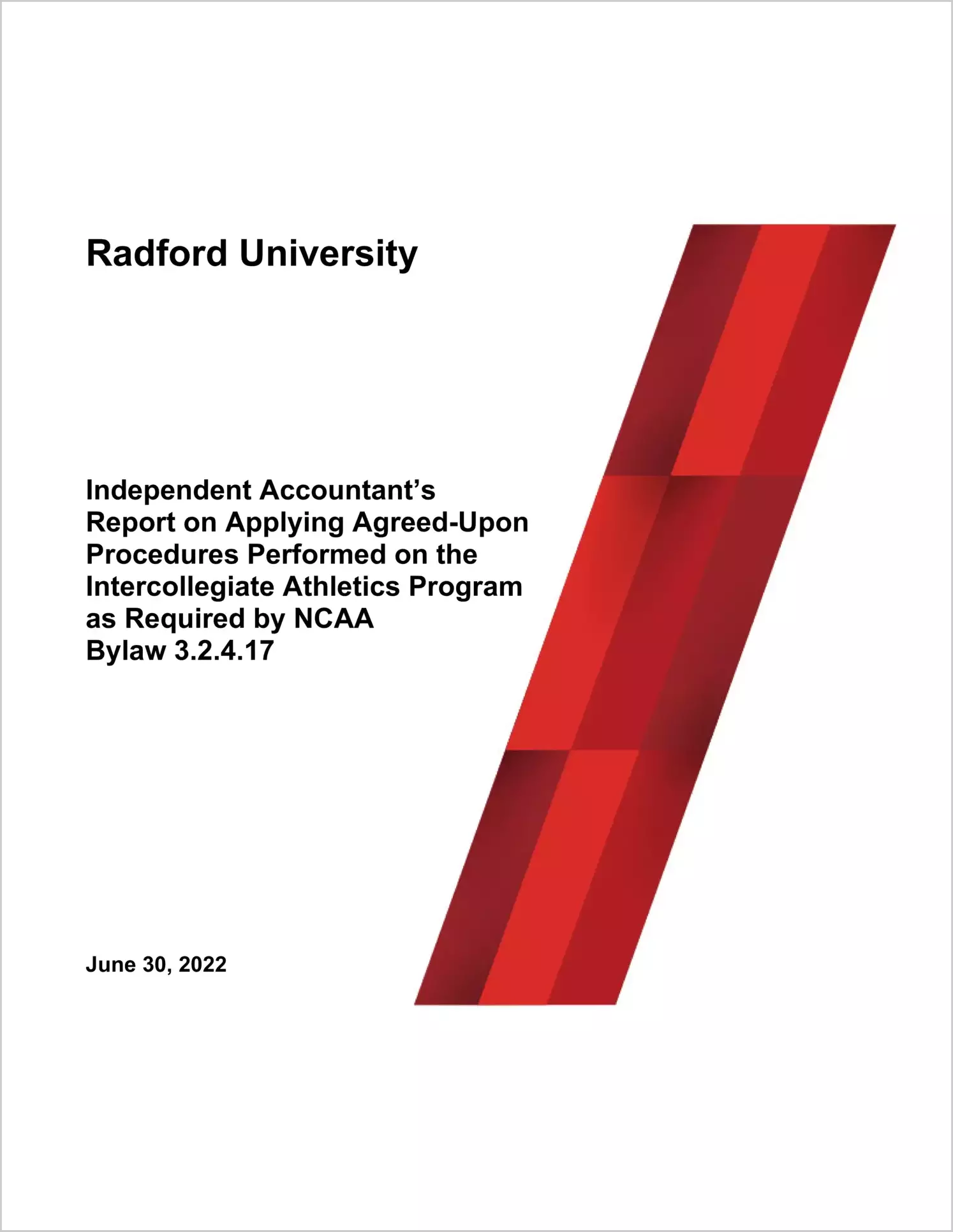 Radford University Intercollegiate Athletics Programs for the year ended June 30, 2022