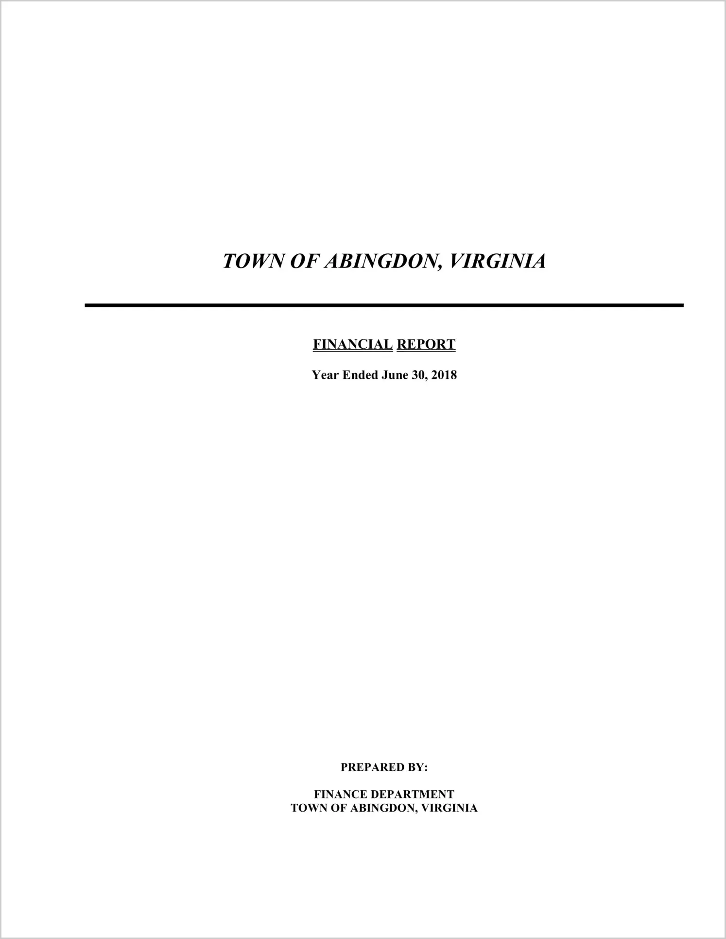 2018 Annual Financial Report for Town of Abingdon