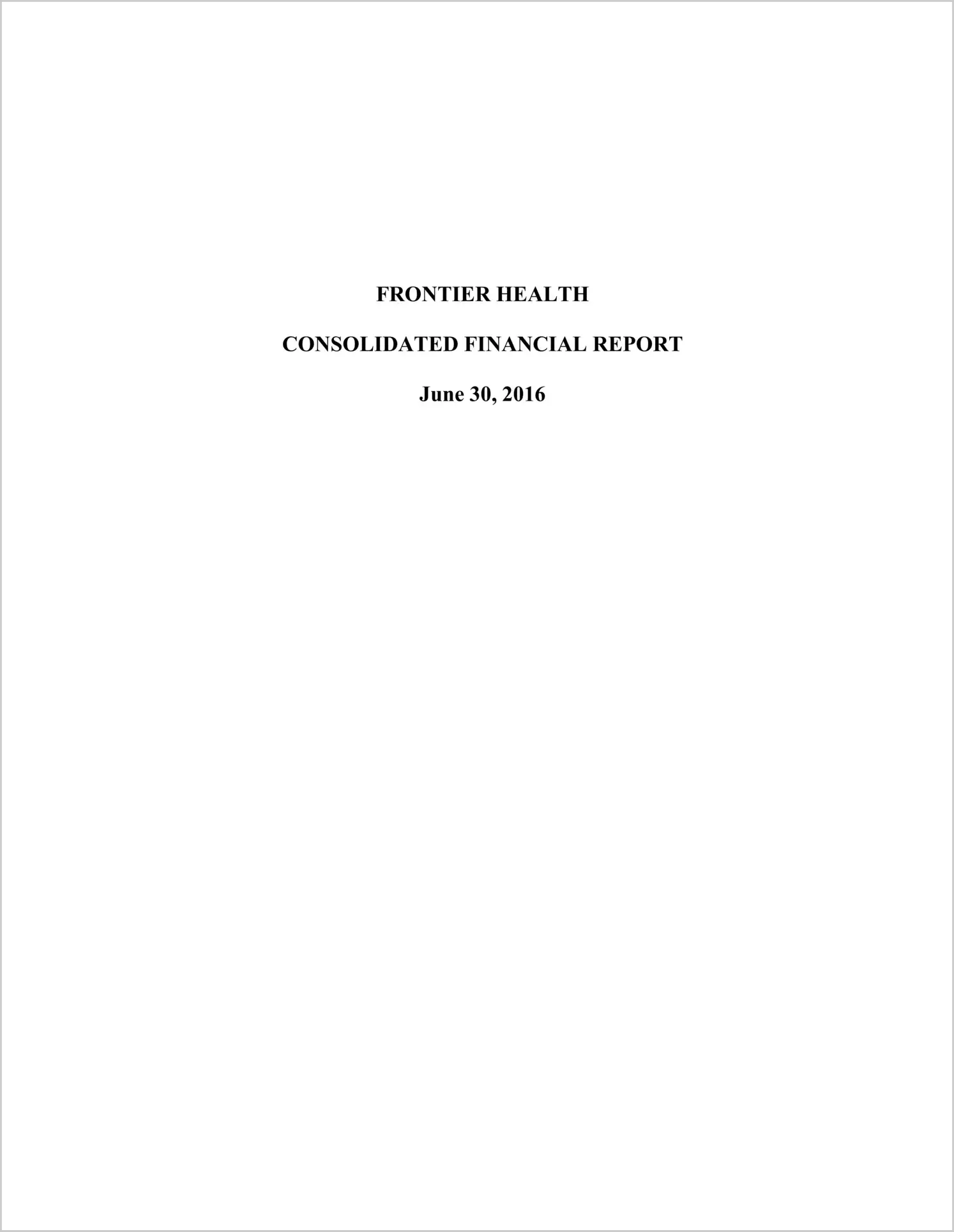 2016 ABC/Other Annual Financial Report  for Frontier Health