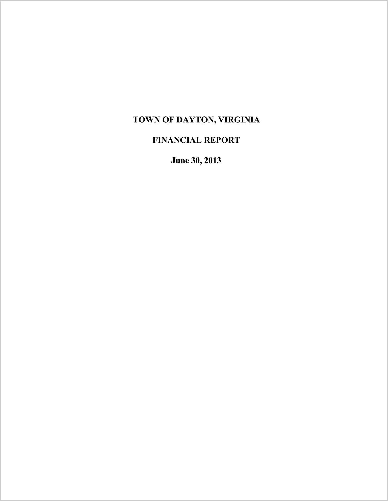 2013 Annual Financial Report for Town of Dayton