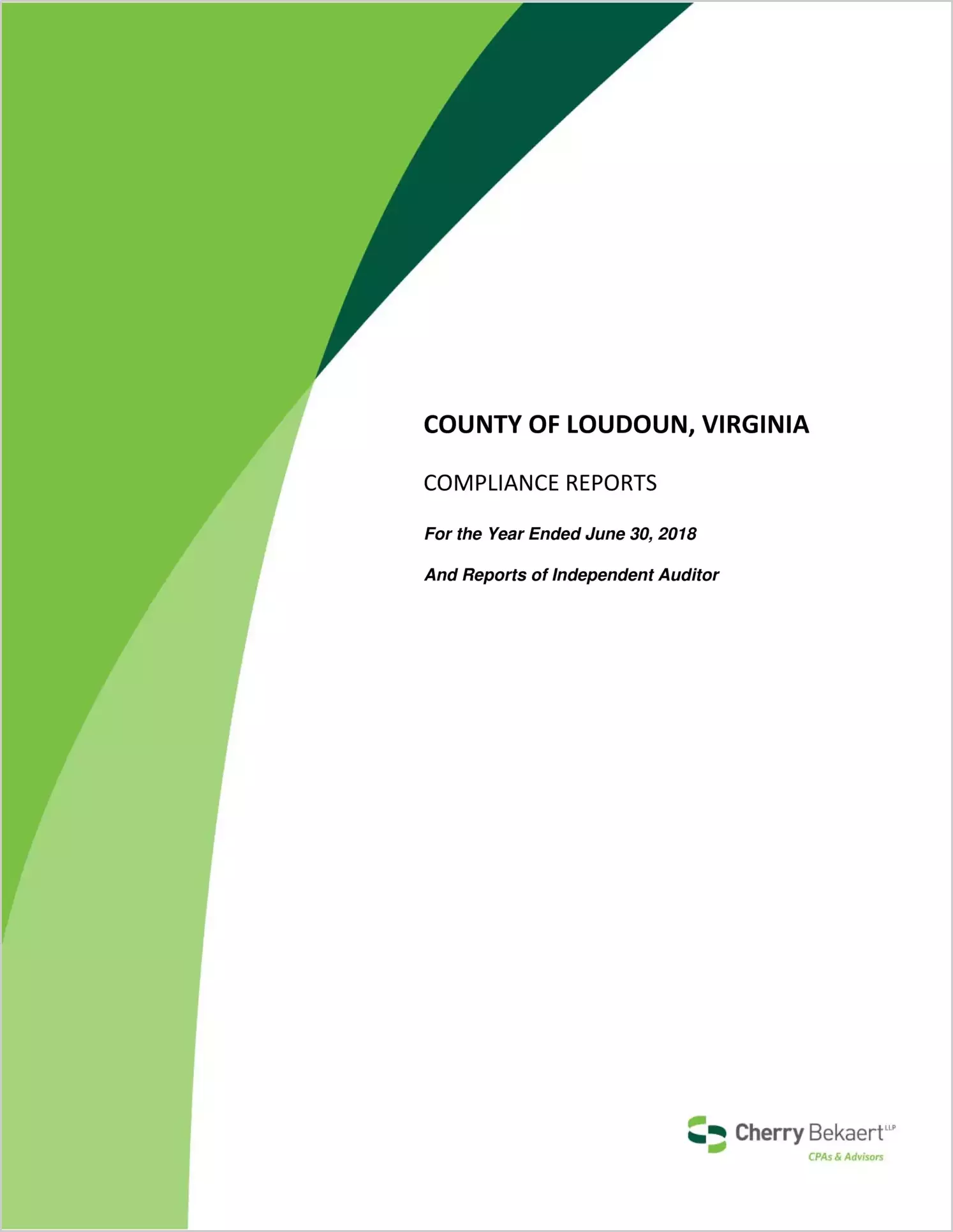 2018 Internal Control and Compliance Report for County of Loudoun