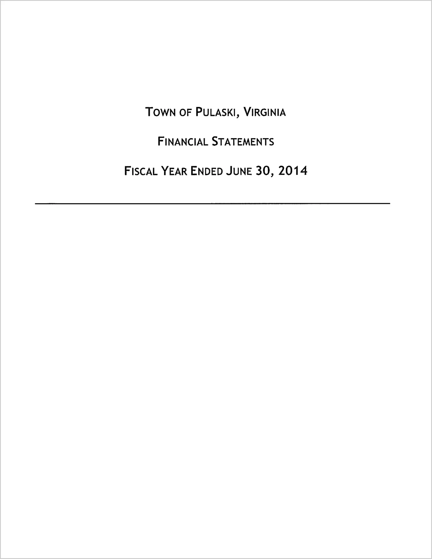 2014 Annual Financial Report for Town of Pulaski