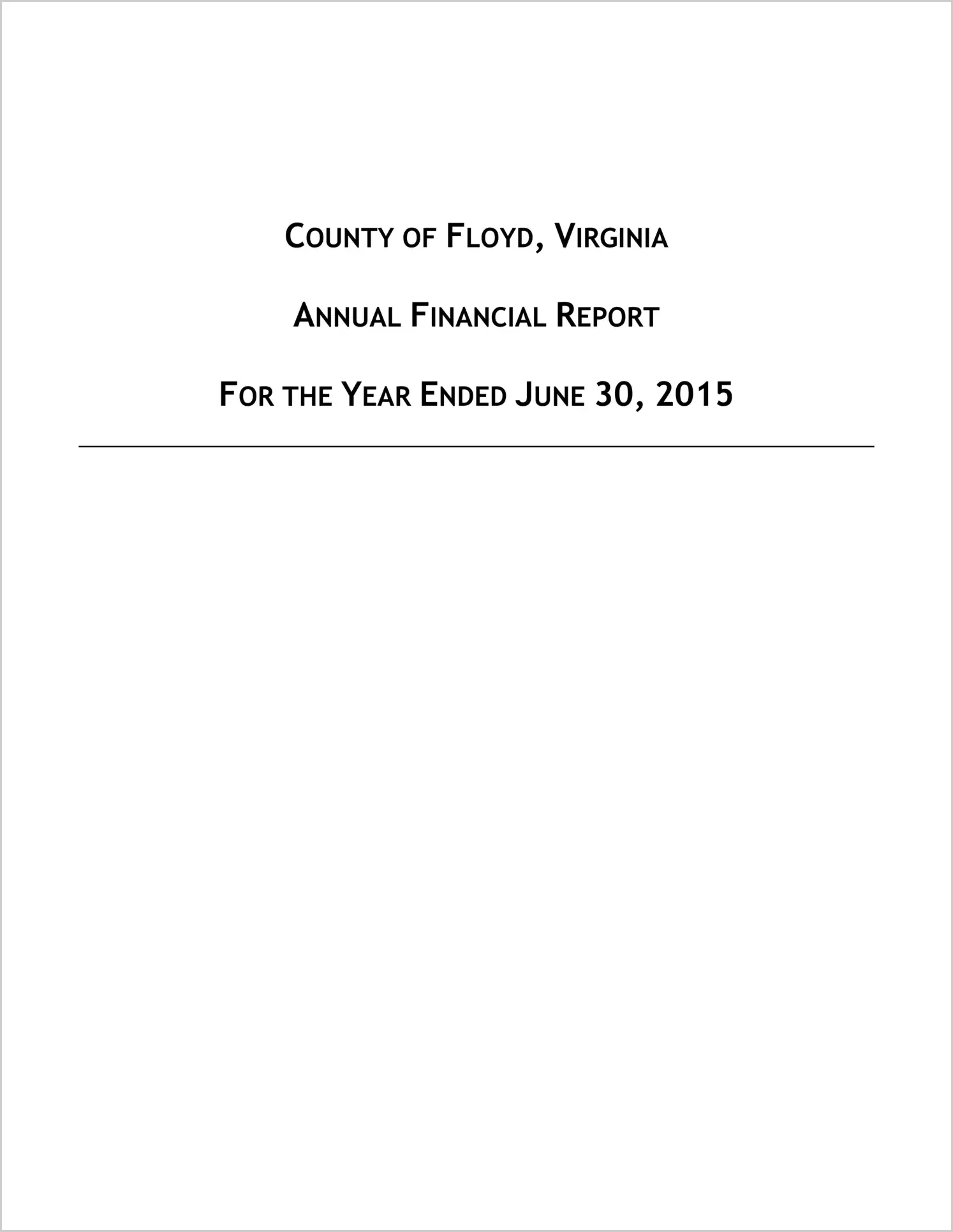 2015 Annual Financial Report for County of Floyd