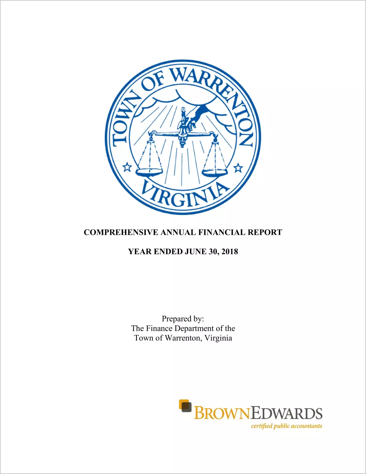 2018 Annual Financial Report for Town of Warrenton