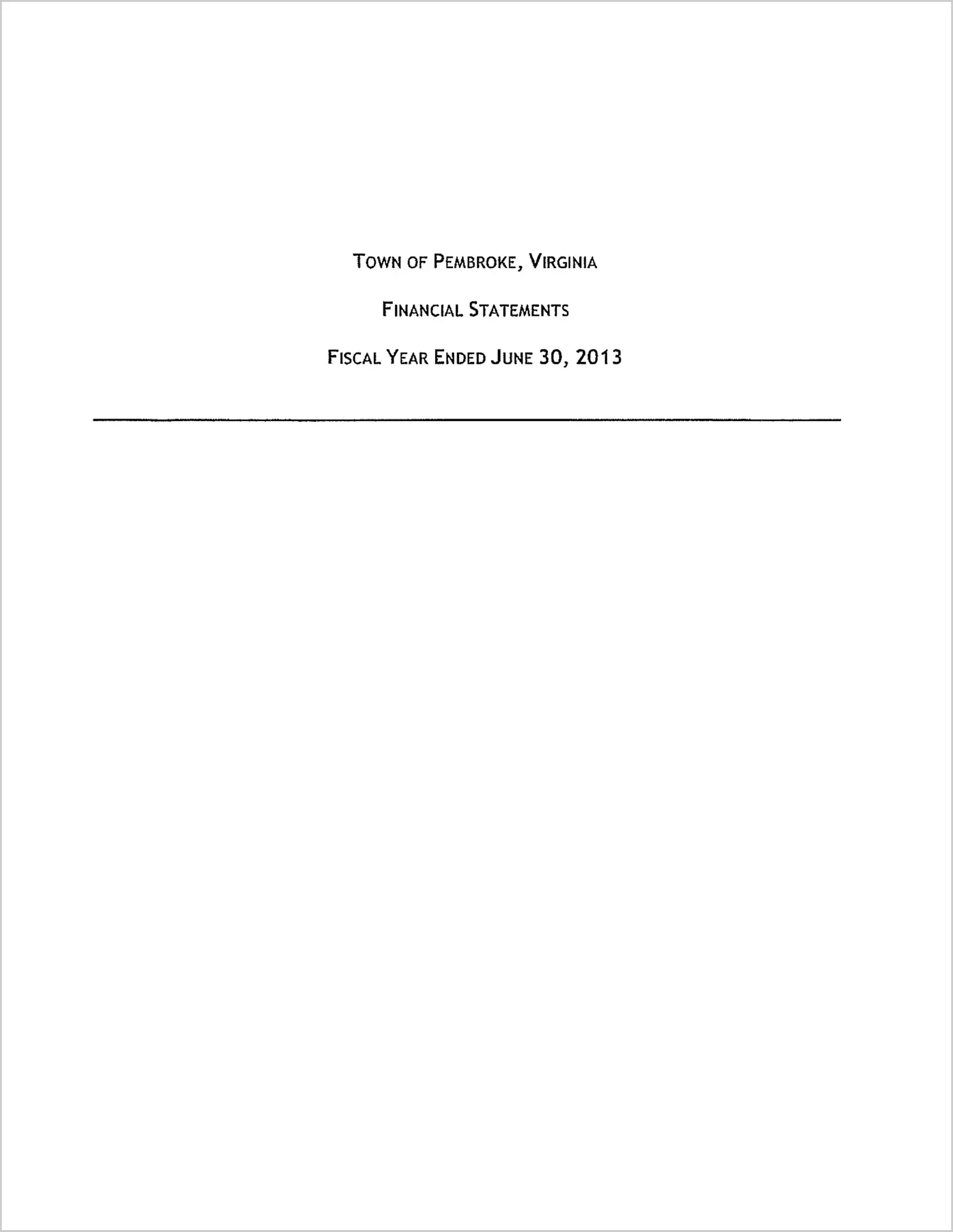 2013 Annual Financial Report for Town of Pembroke