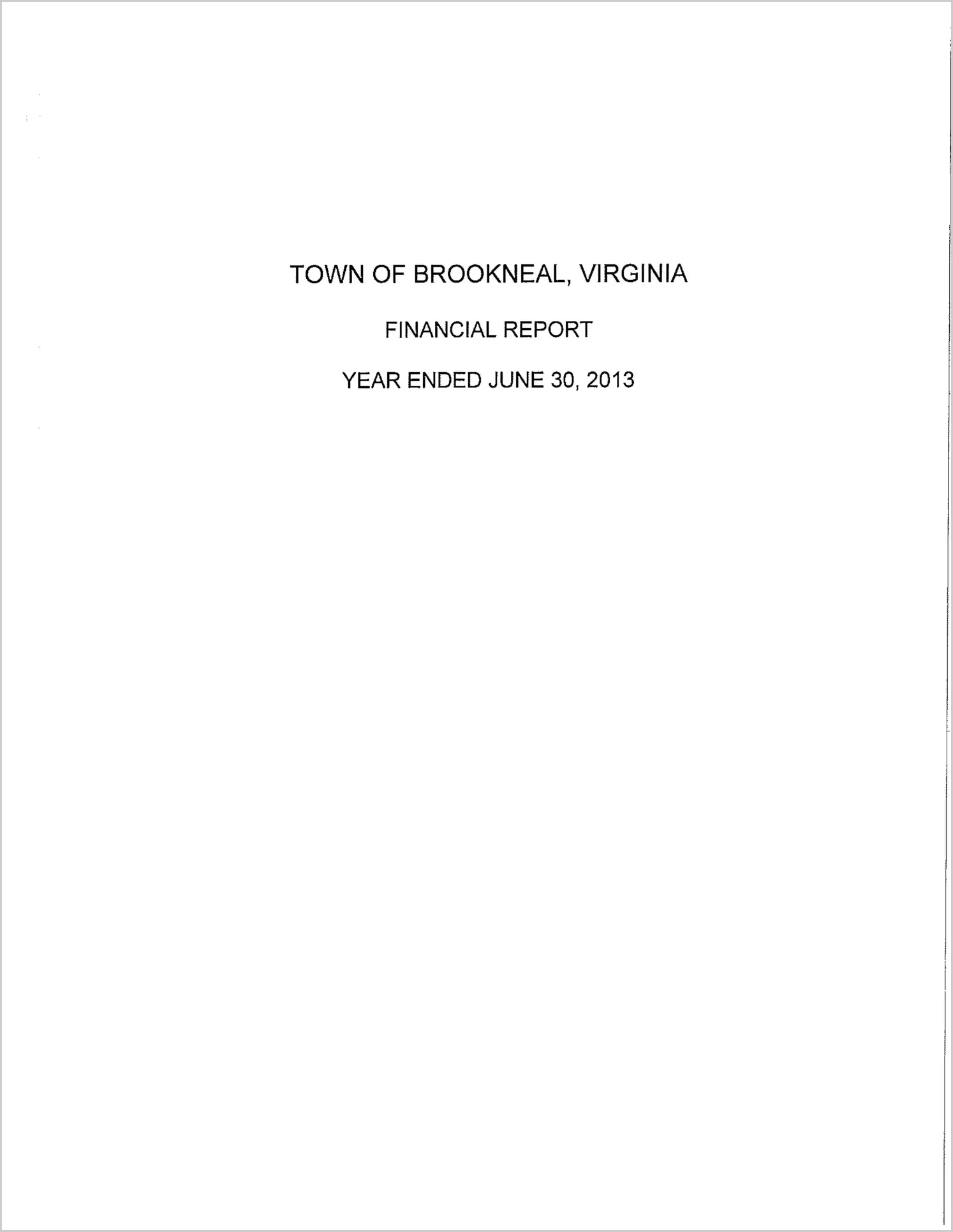 2013 Annual Financial Report for Town of Brookneal