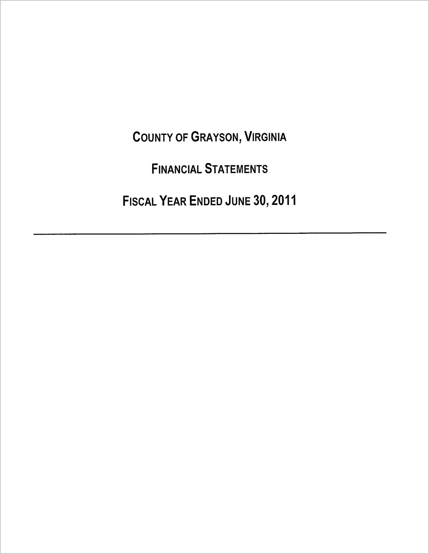 2011 Annual Financial Report for County of Grayson