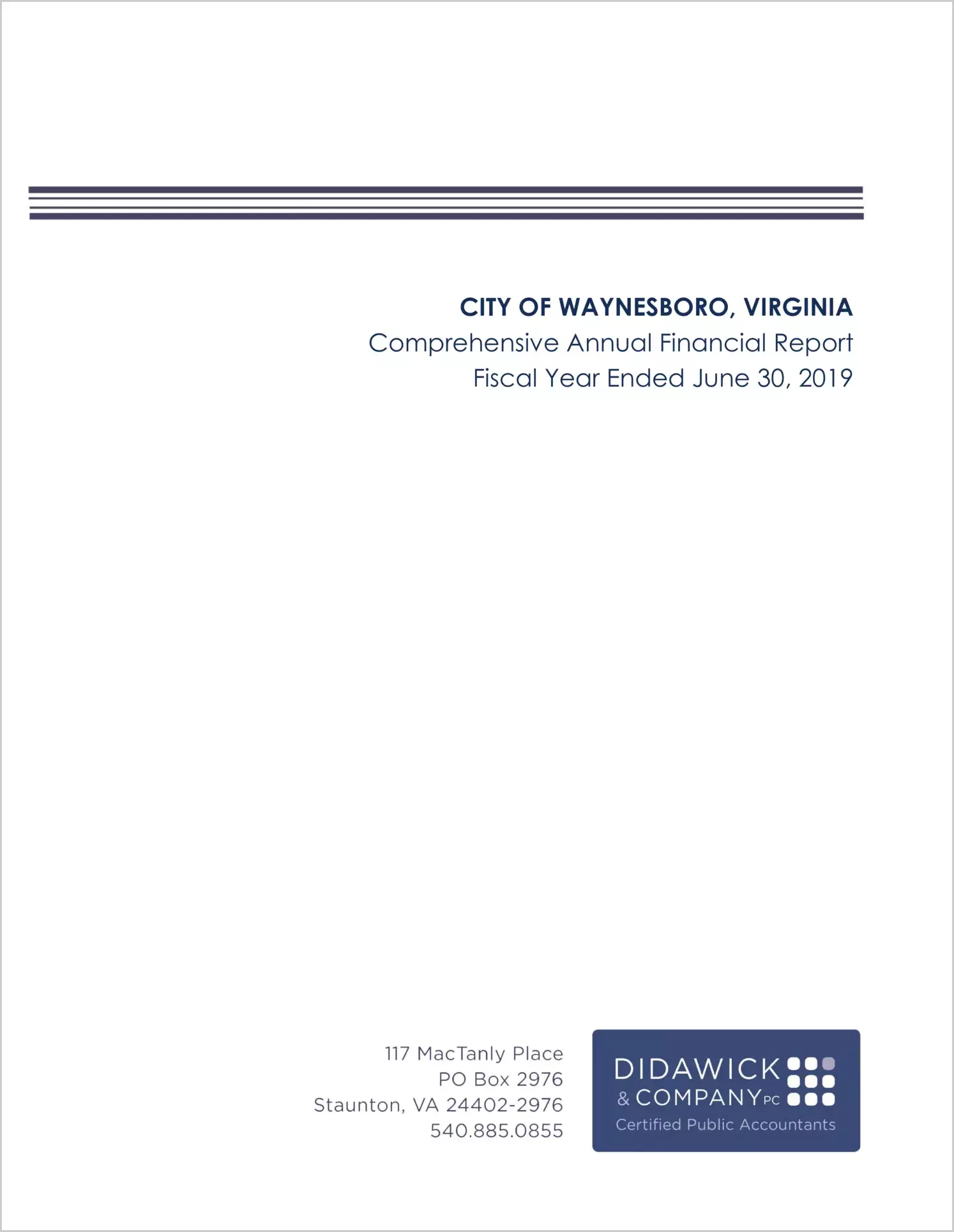 2019 Annual Financial Report for City of Waynesboro
