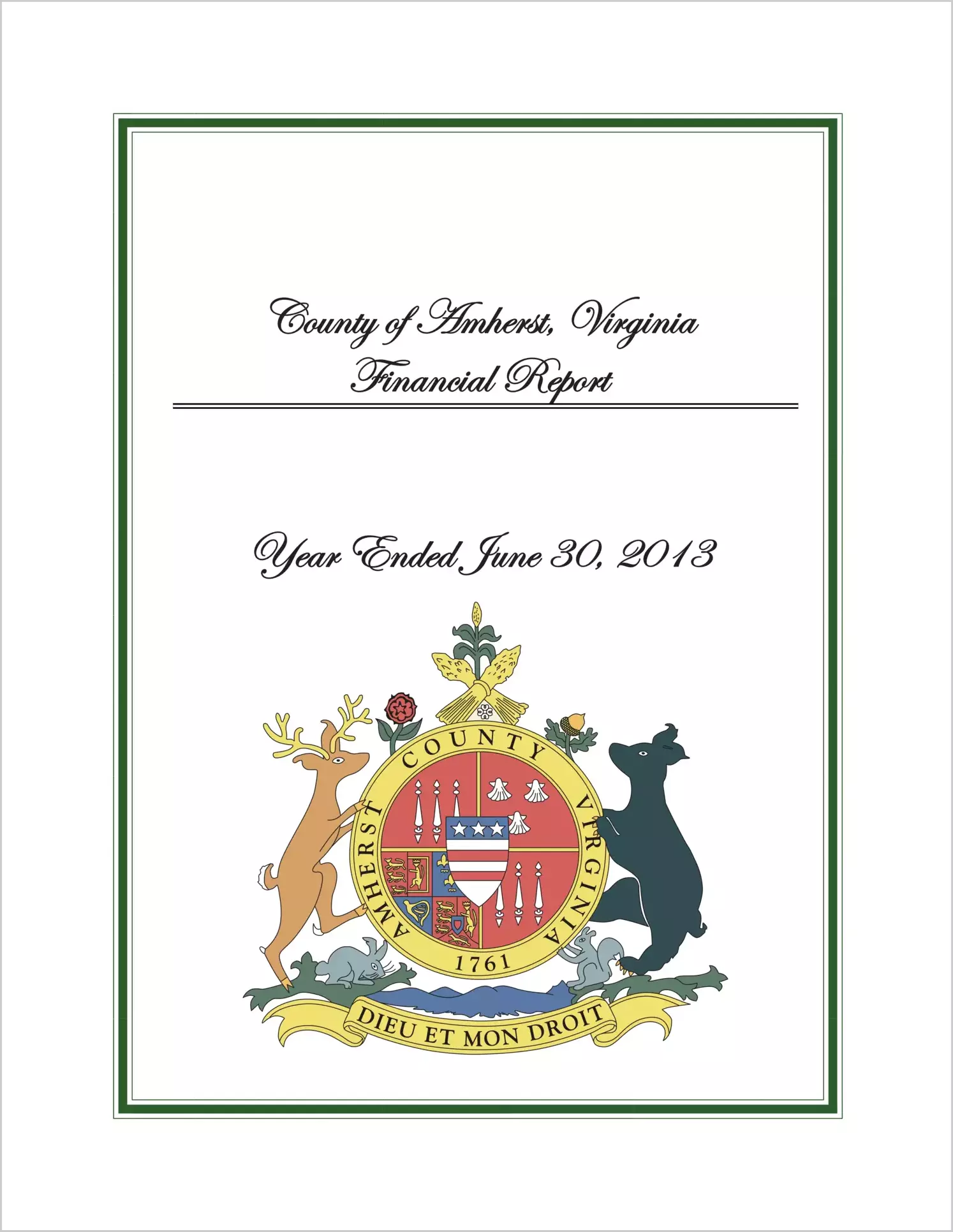 2013 Annual Financial Report for County of Amherst