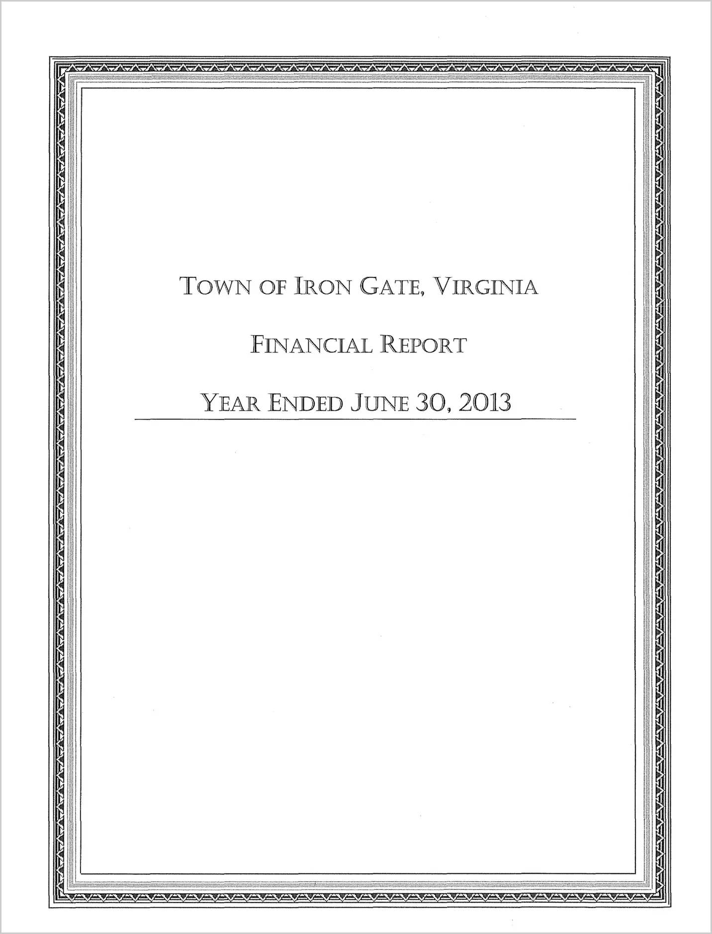2013 Annual Financial Report for Town of Iron Gate