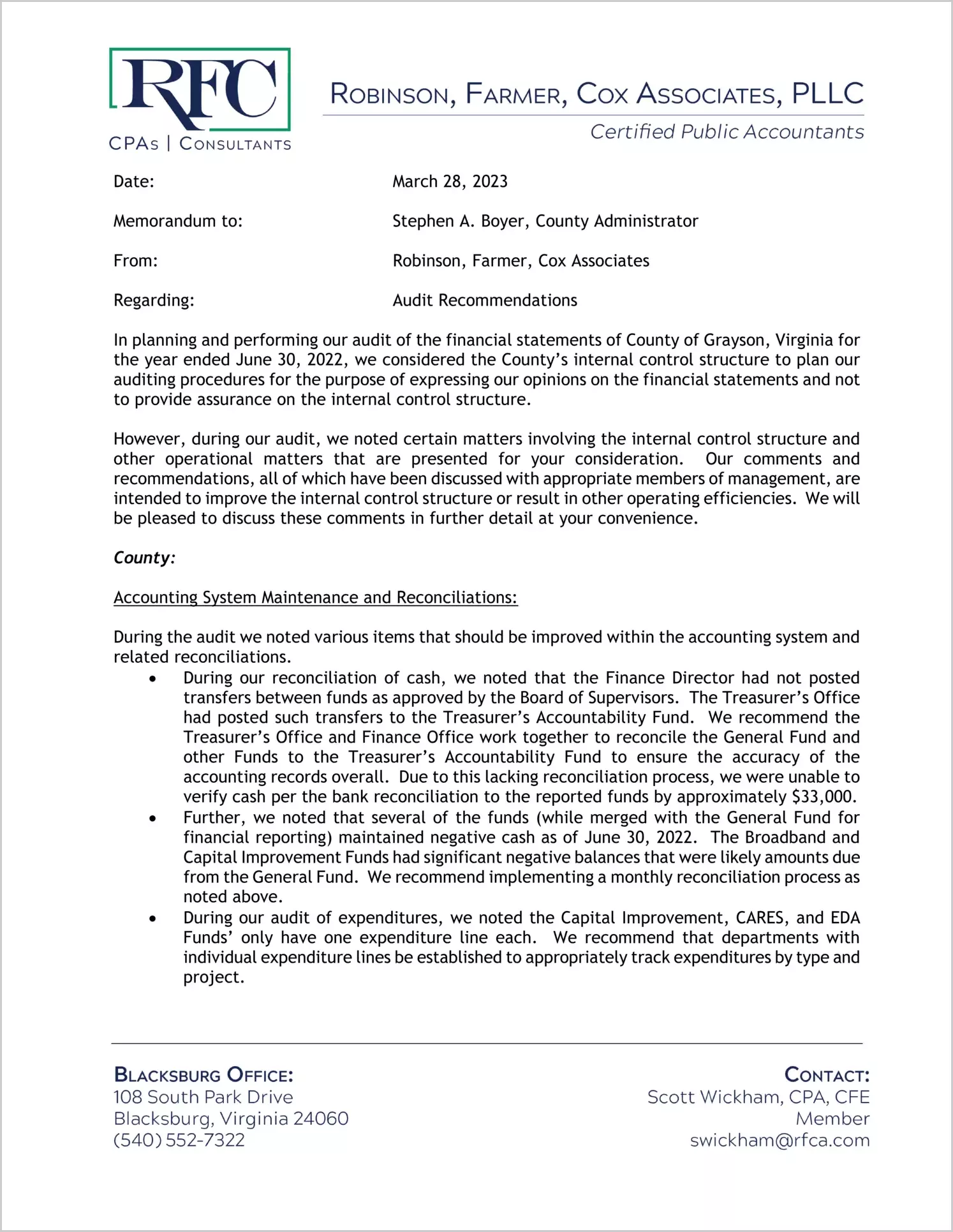 preview of 2022 Management Letter for County of Grayson