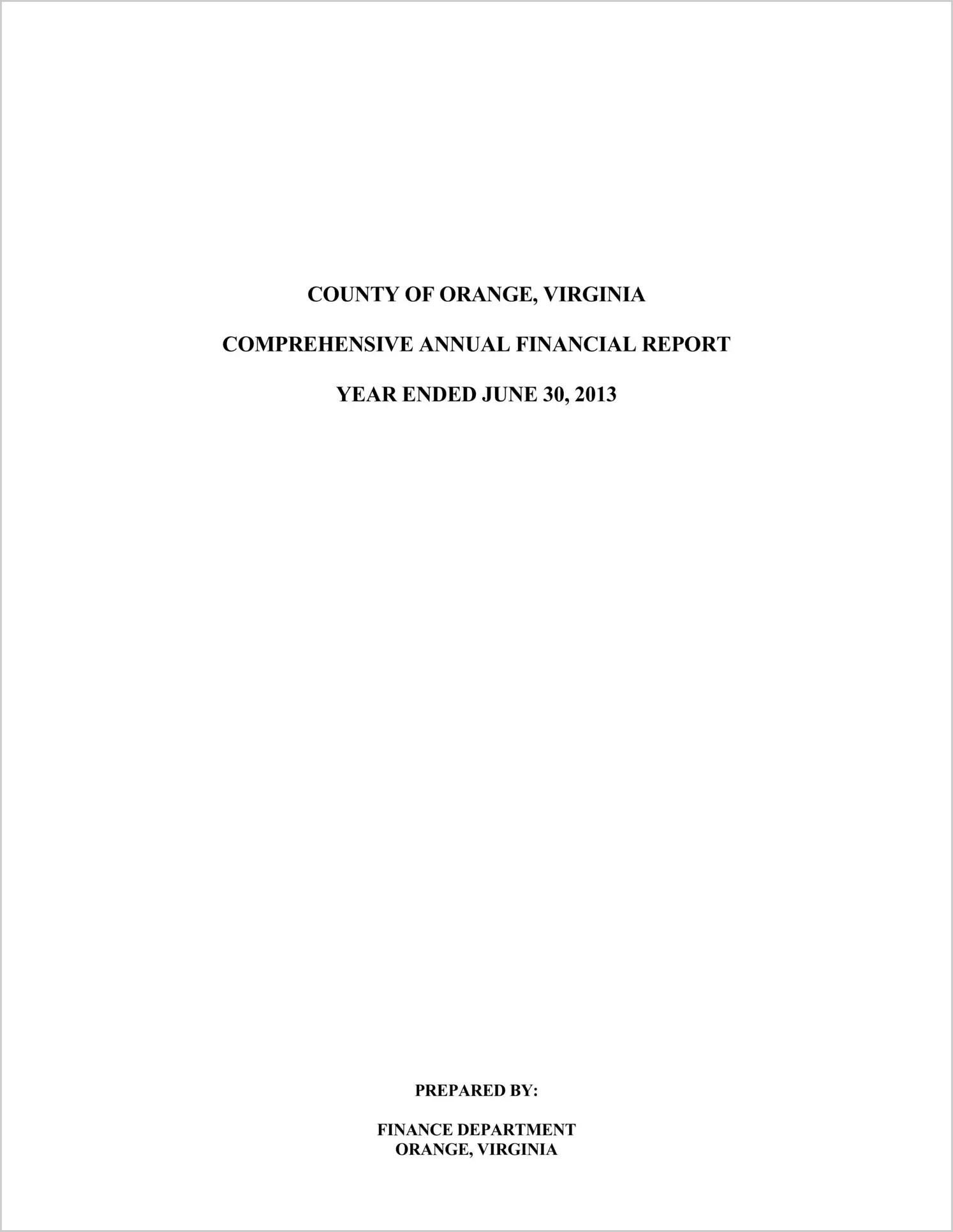 2013 Annual Financial Report for County of Orange