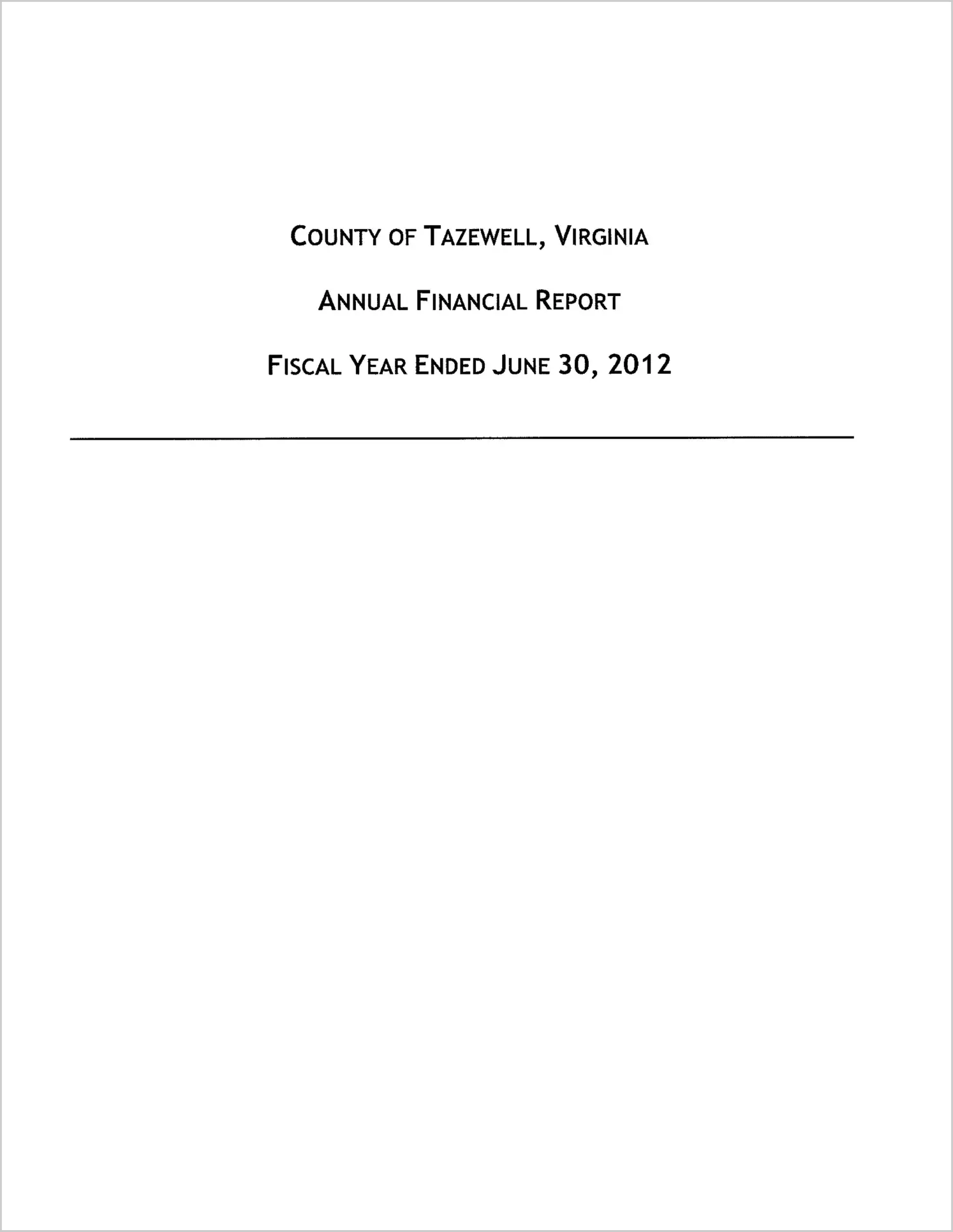 2012 Annual Financial Report for County of Tazewell