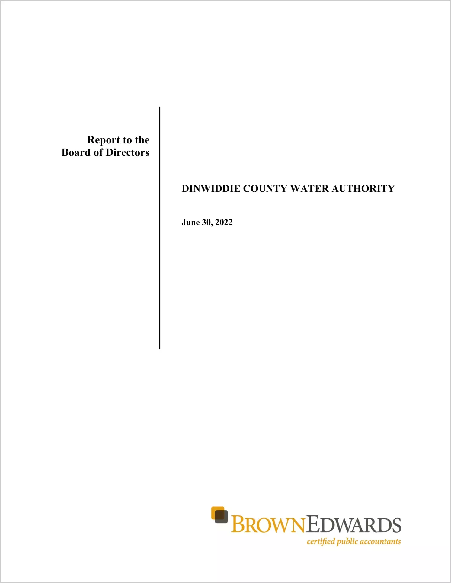 preview of 2022 ABC/Other Management Letter for Dinwiddie Water Authority